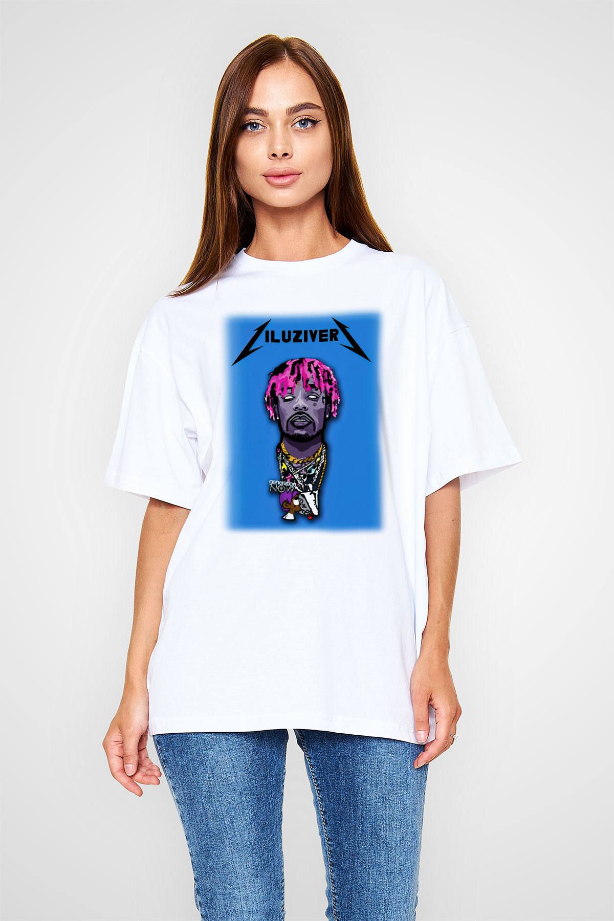 Lil Uzi Vert Beyaz Unisex Oversize Tişört T-Shirt