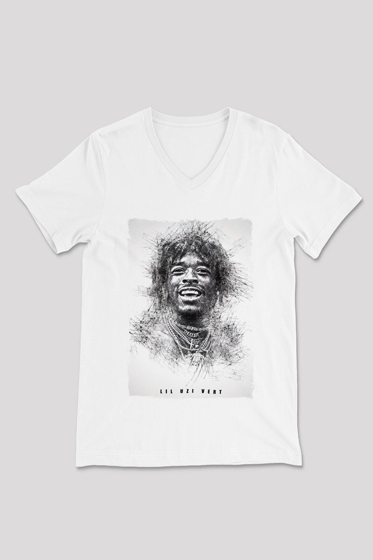 Lil Uzi Vert Beyaz Unisex V Yaka Tişört