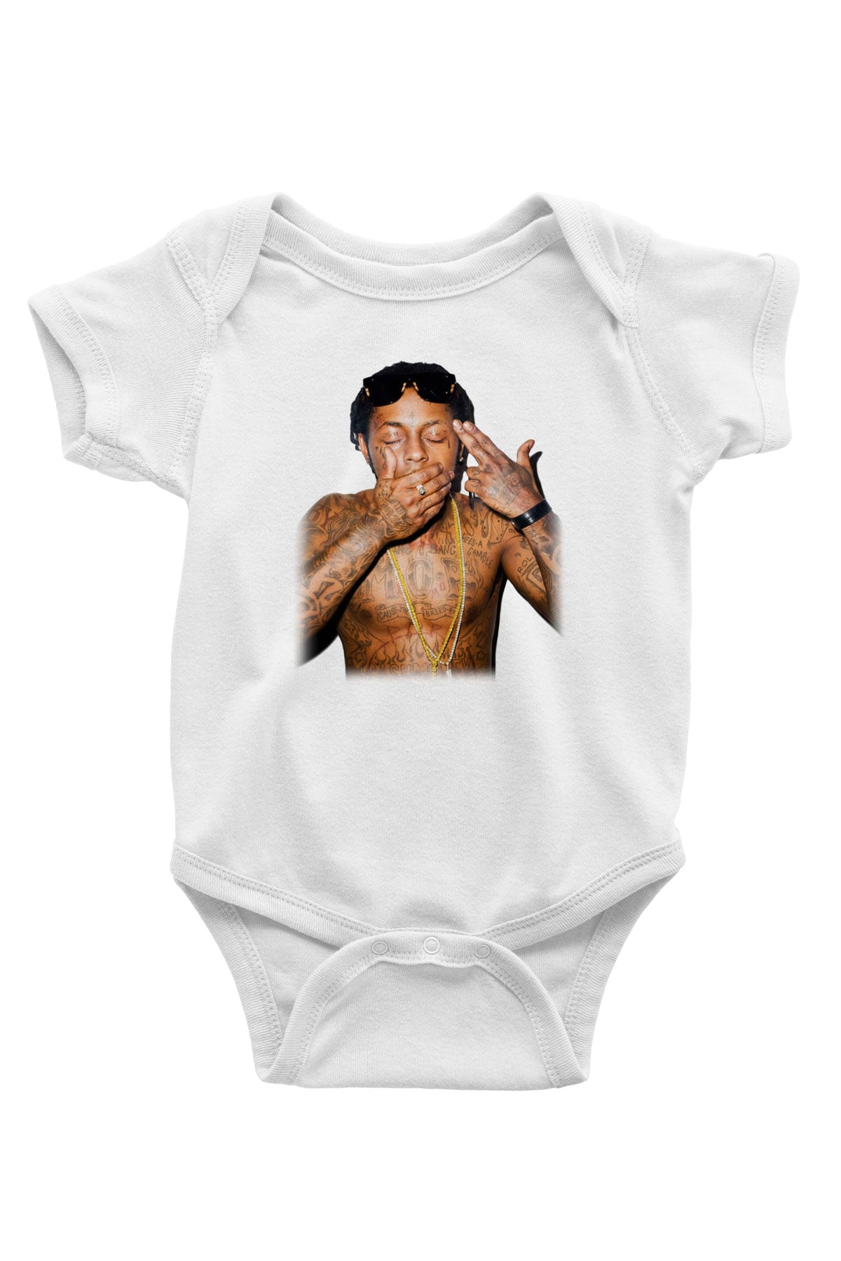 Lil Wayne Baskılı Beyaz Unisex Bebek Body - Zıbın