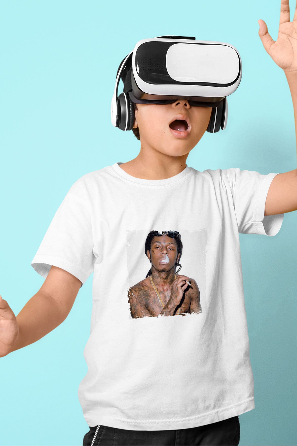 Lil Wayne Baskılı Unisex Beyaz Çocuk Tişört