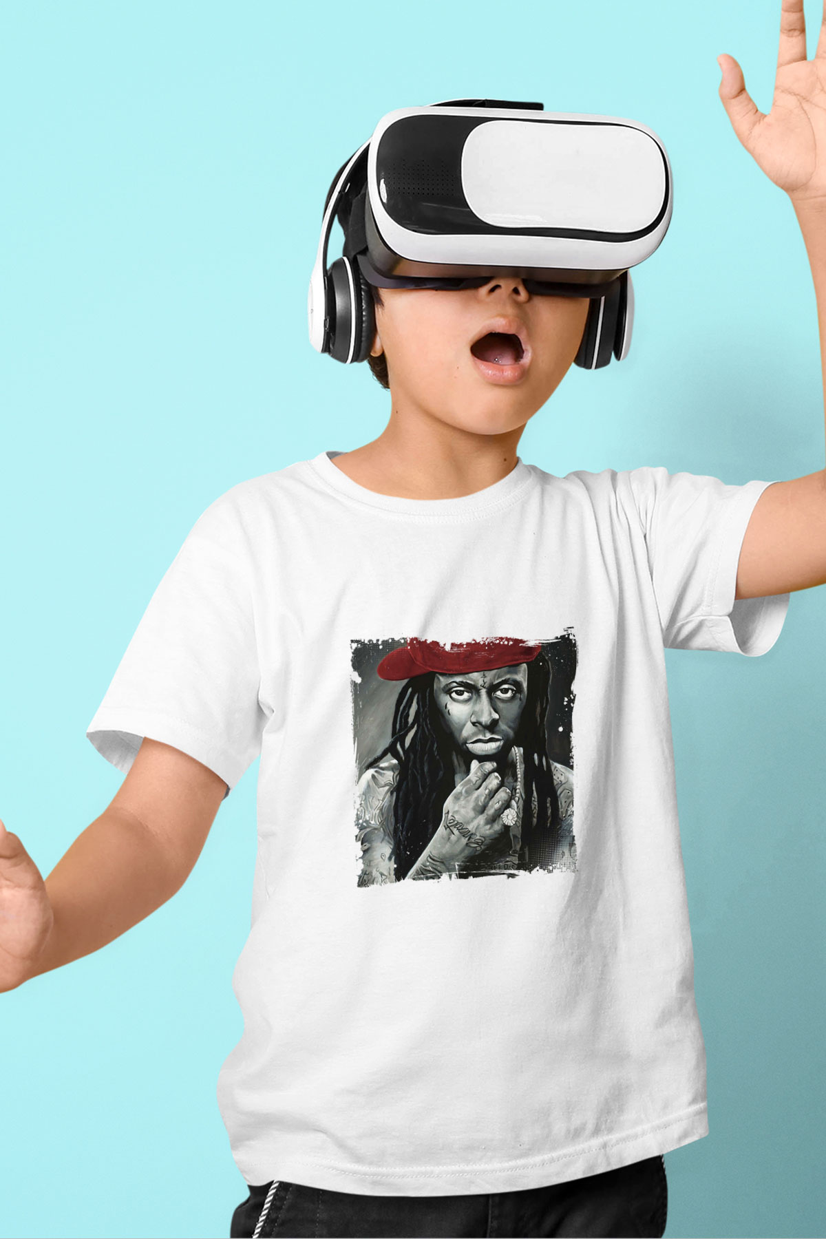 Lil Wayne Baskılı Unisex Beyaz Çocuk Tişört