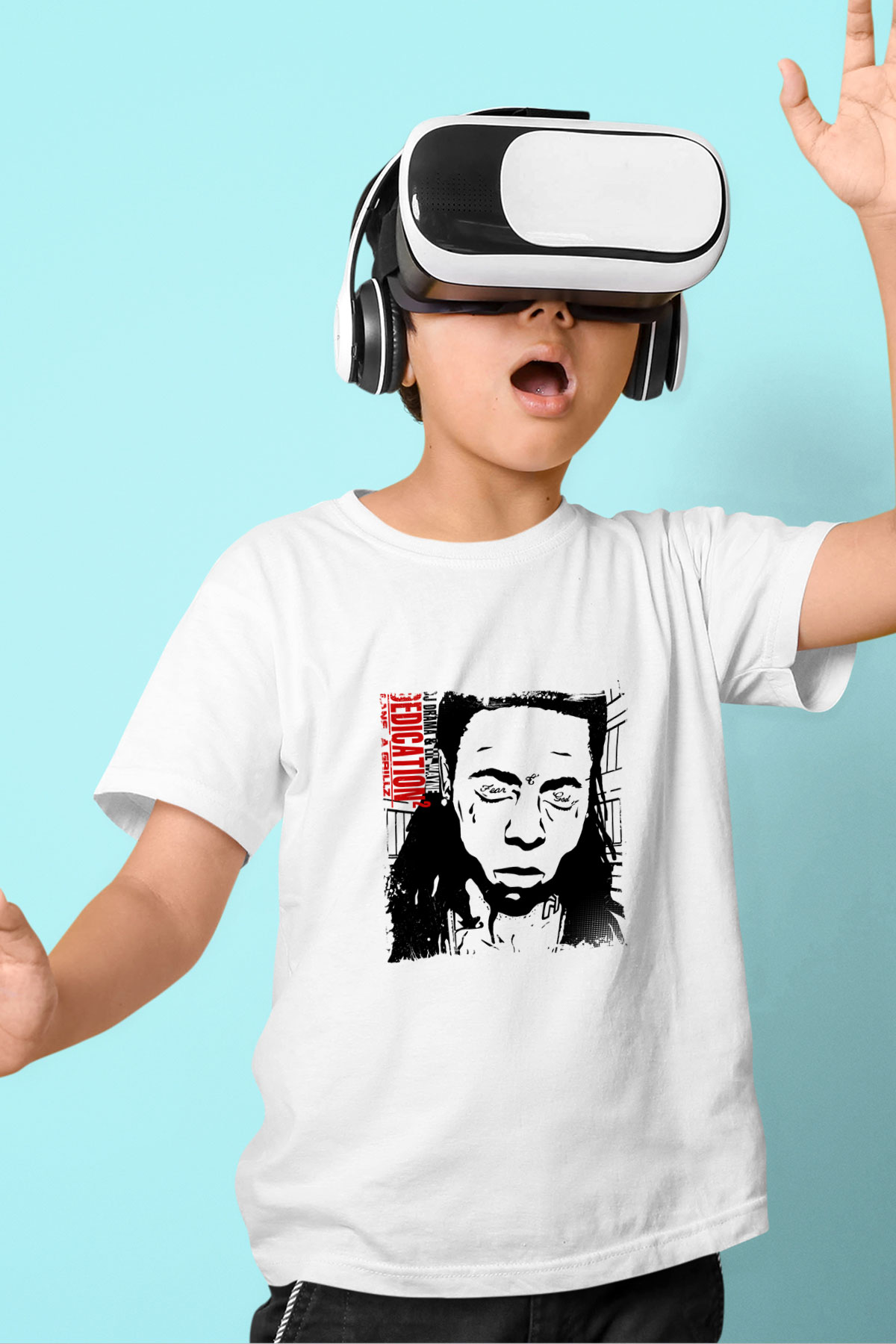 Lil Wayne Baskılı Unisex Beyaz Çocuk Tişört