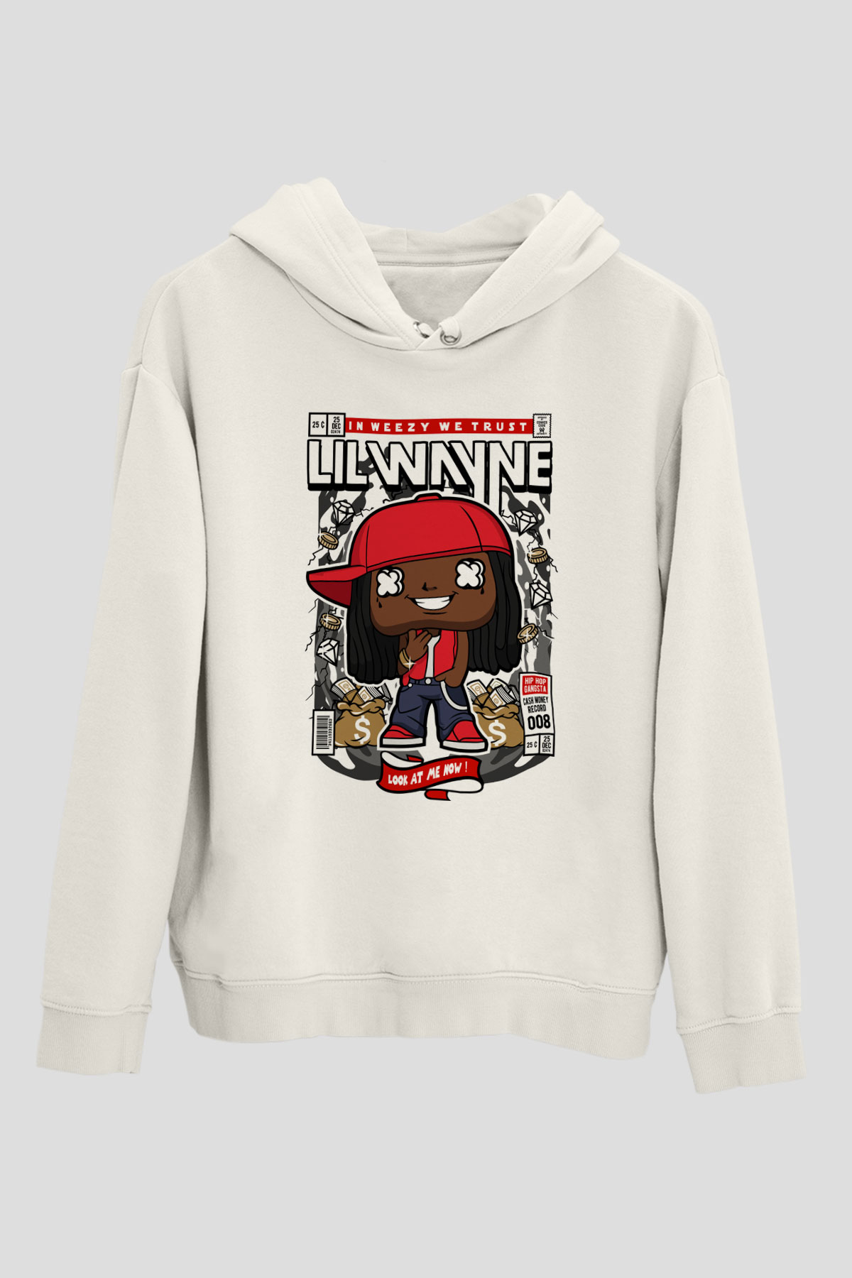 Lil Wayne Baskılı Unisex Beyaz Hoodie