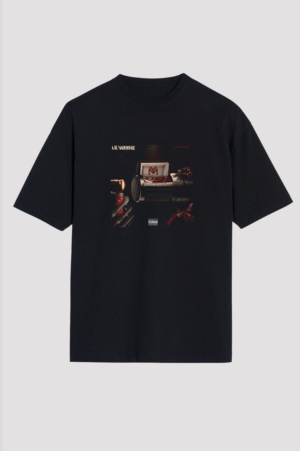 Lil Wayne Baskılı Unisex Oversize Siyah Tişört
