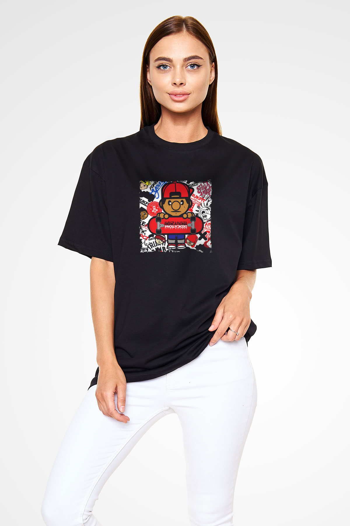 Lil Wayne Baskılı Unisex Oversize Siyah Tişört