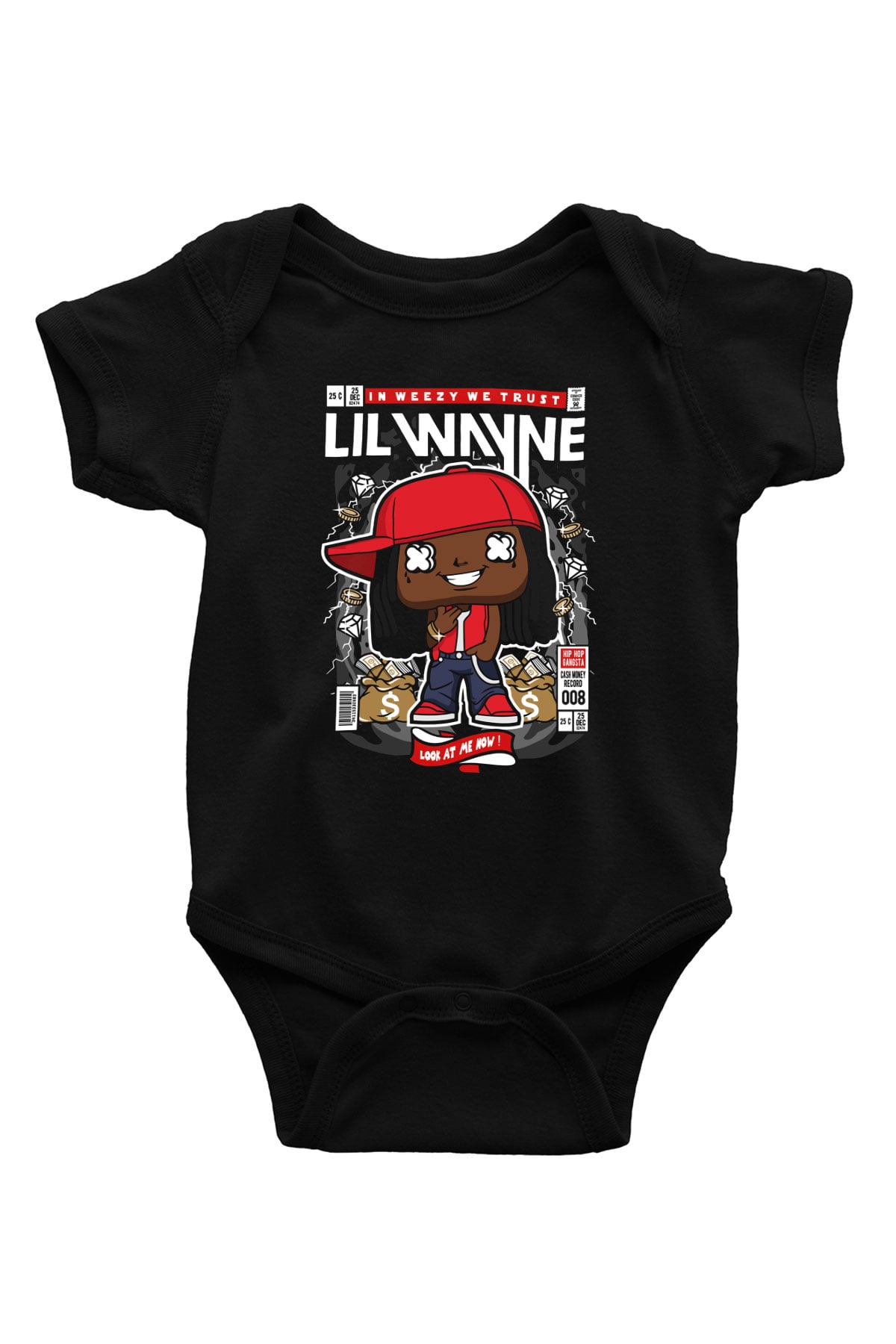 Lil Wayne Baskılı Unisex Siyah Bebek Body - Zıbın