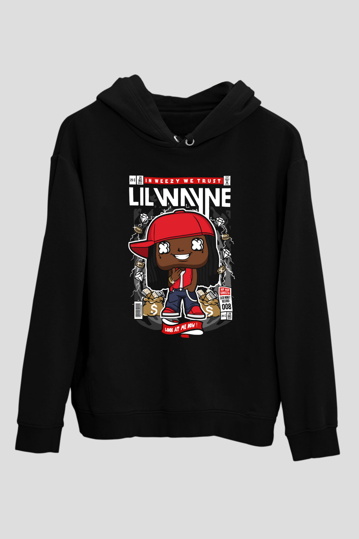 Lil Wayne Baskılı Unisex Siyah Hoodie