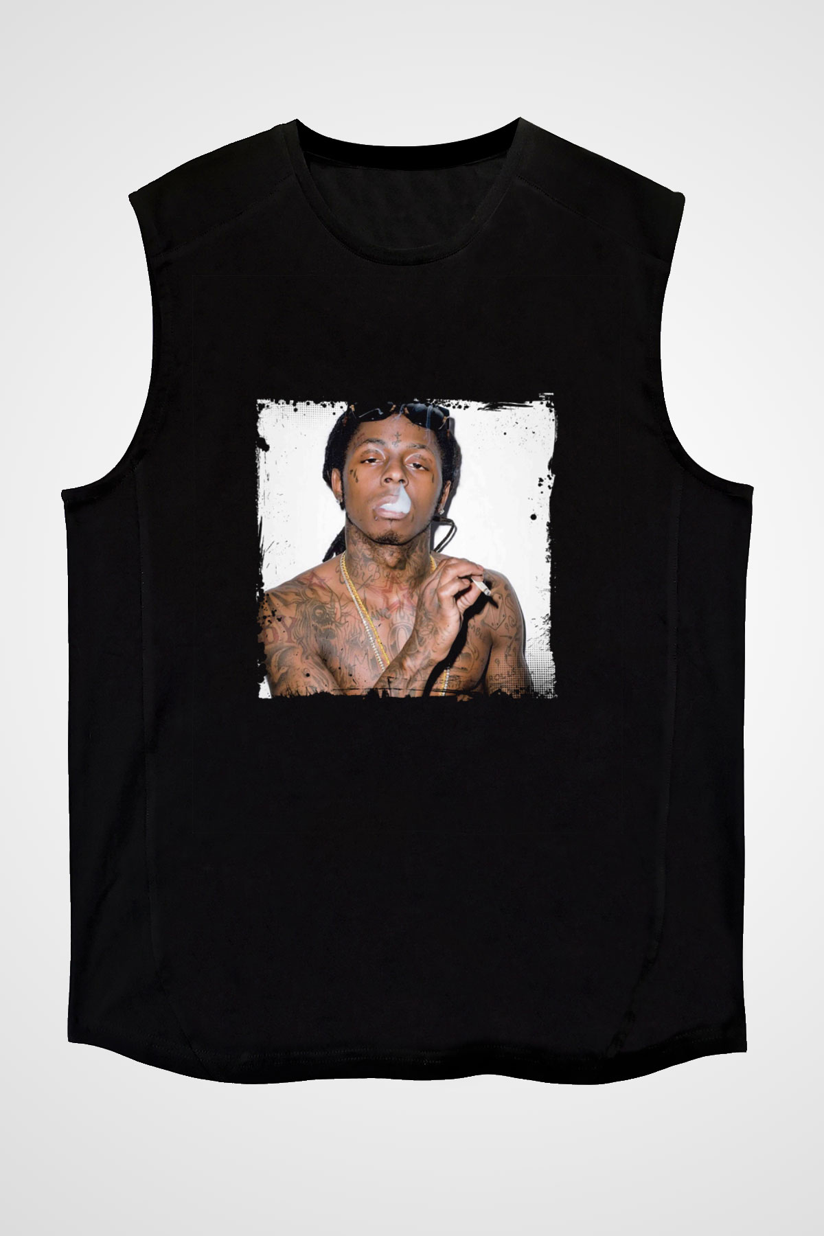 Lil Wayne Baskılı Unisex Siyah Kolsuz Tişört