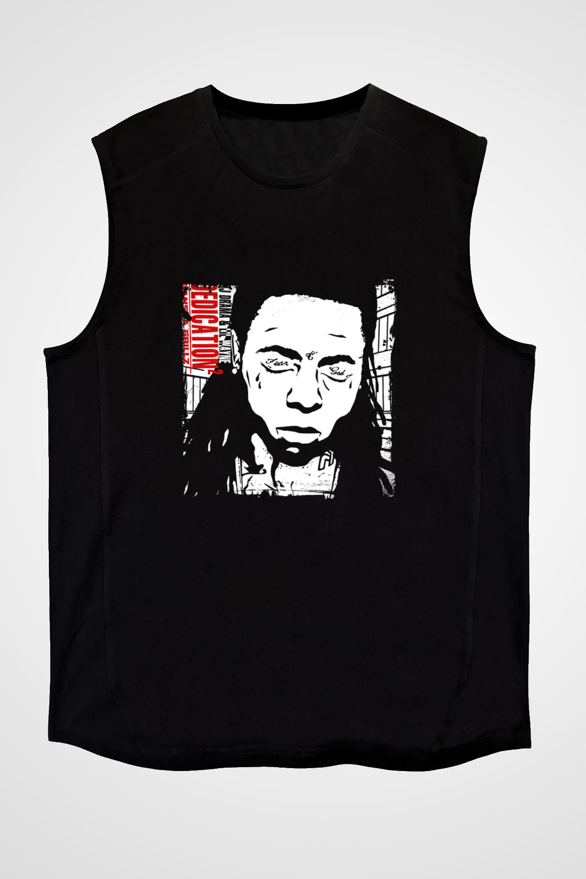 Lil Wayne Baskılı Unisex Siyah Kolsuz Tişört