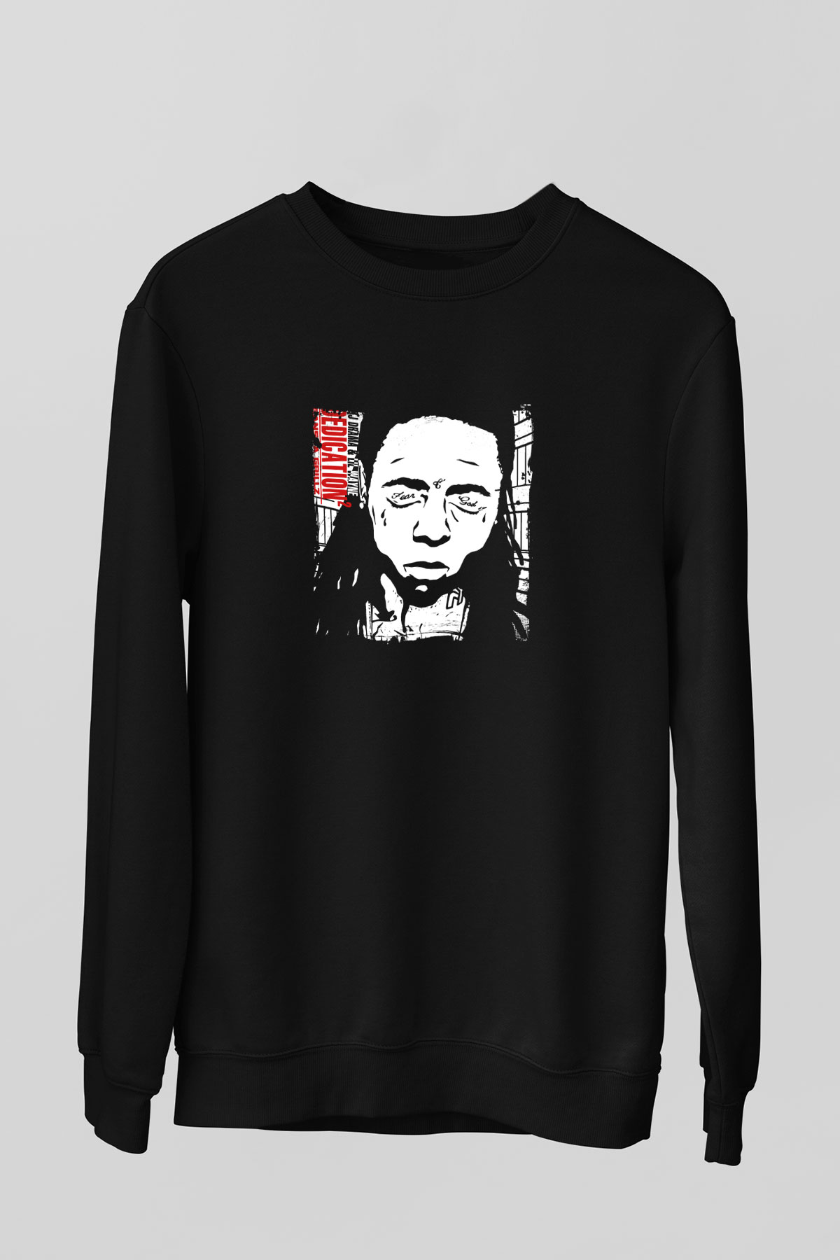 Lil Wayne Baskılı Unisex Siyah Sweatshirt