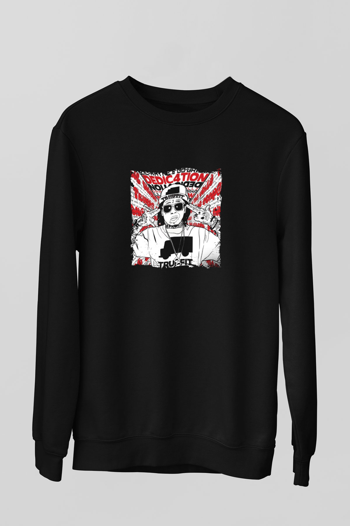 Lil Wayne Baskılı Unisex Siyah Sweatshirt