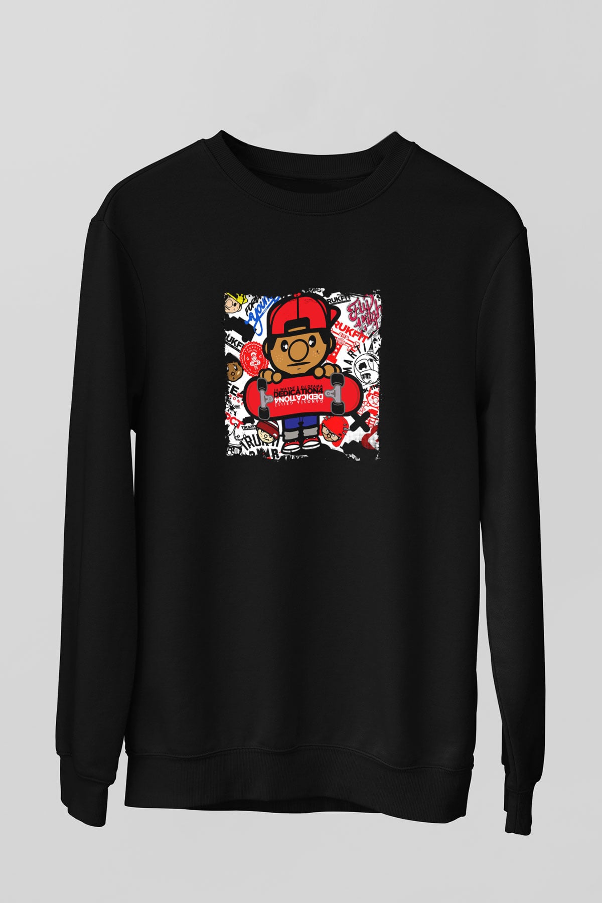 Lil Wayne Baskılı Unisex Siyah Sweatshirt