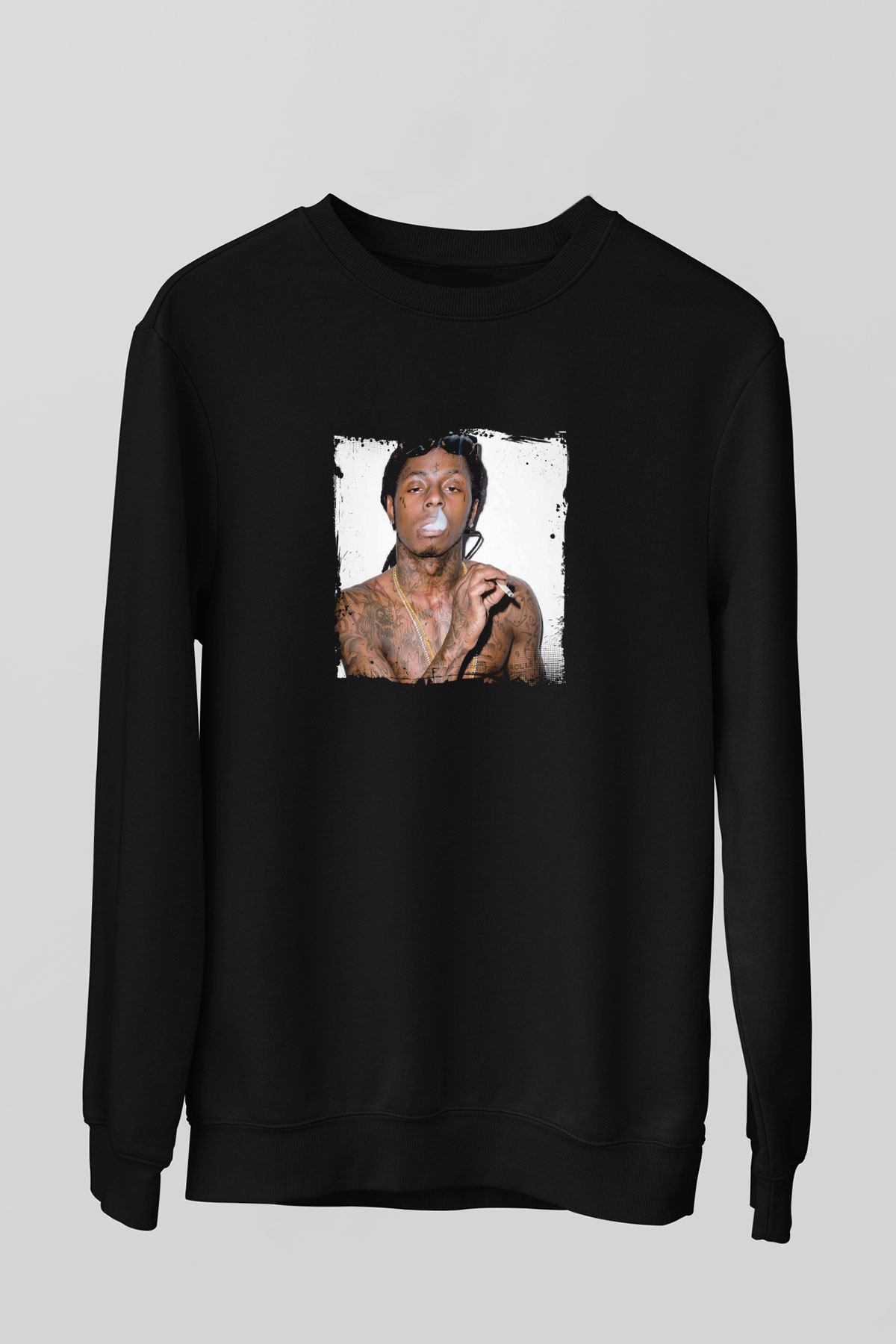 Lil Wayne Baskılı Unisex Siyah Sweatshirt