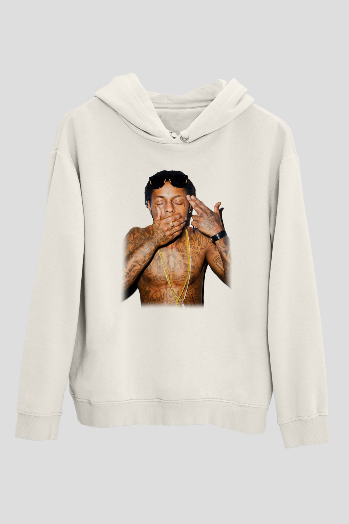 Lil Wayne Beyaz Unisex Kapşonlu Sweatshirt