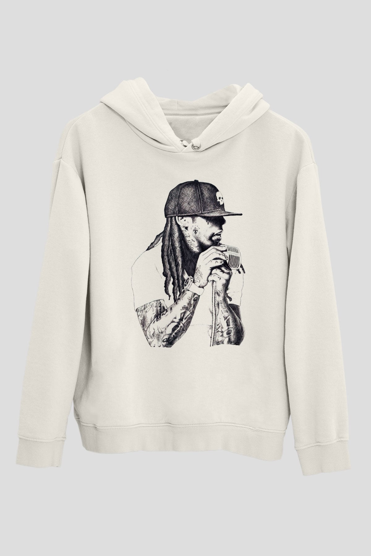 Lil Wayne Beyaz Unisex Kapüşonlu Sweatshirt
