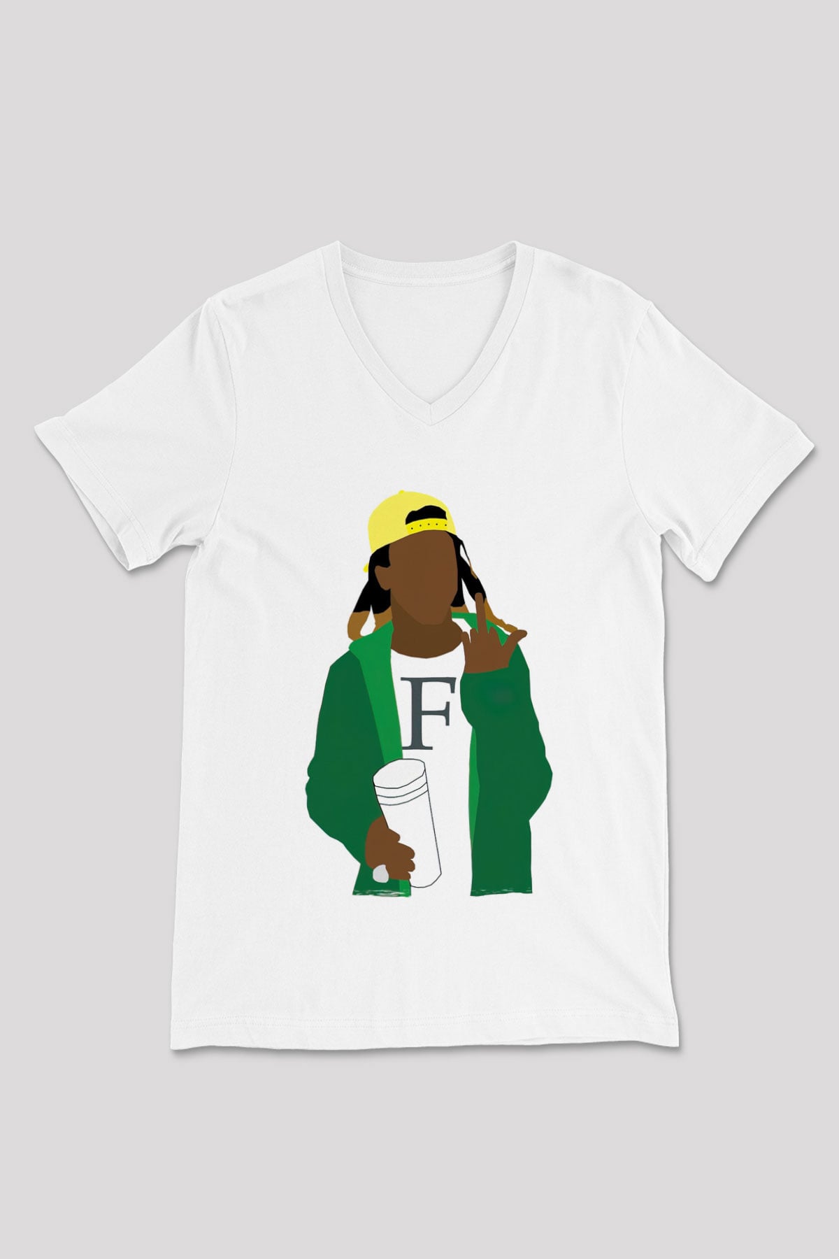 Lil Wayne Beyaz Unisex V Yaka Tişört