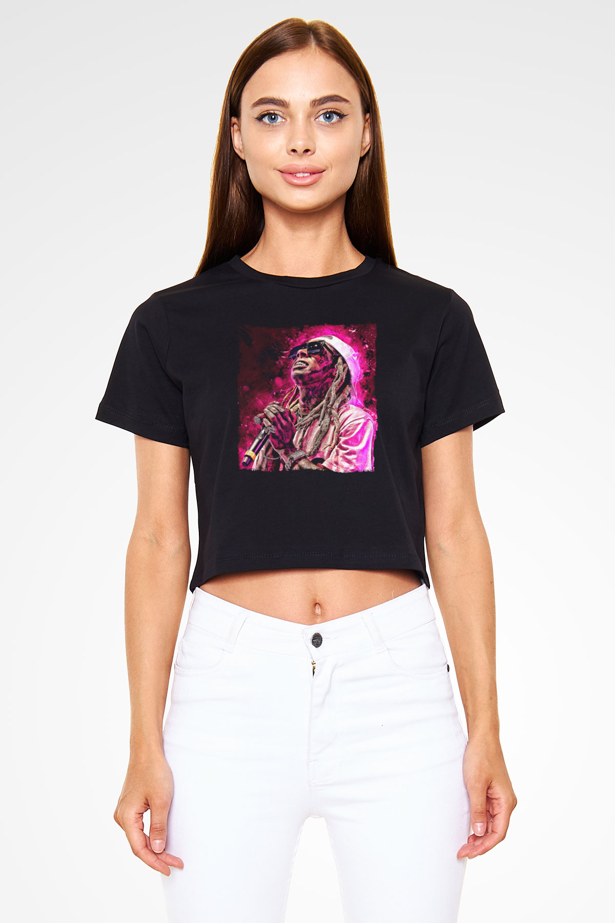Lil Wayne Siyah  Crop Top Tişört