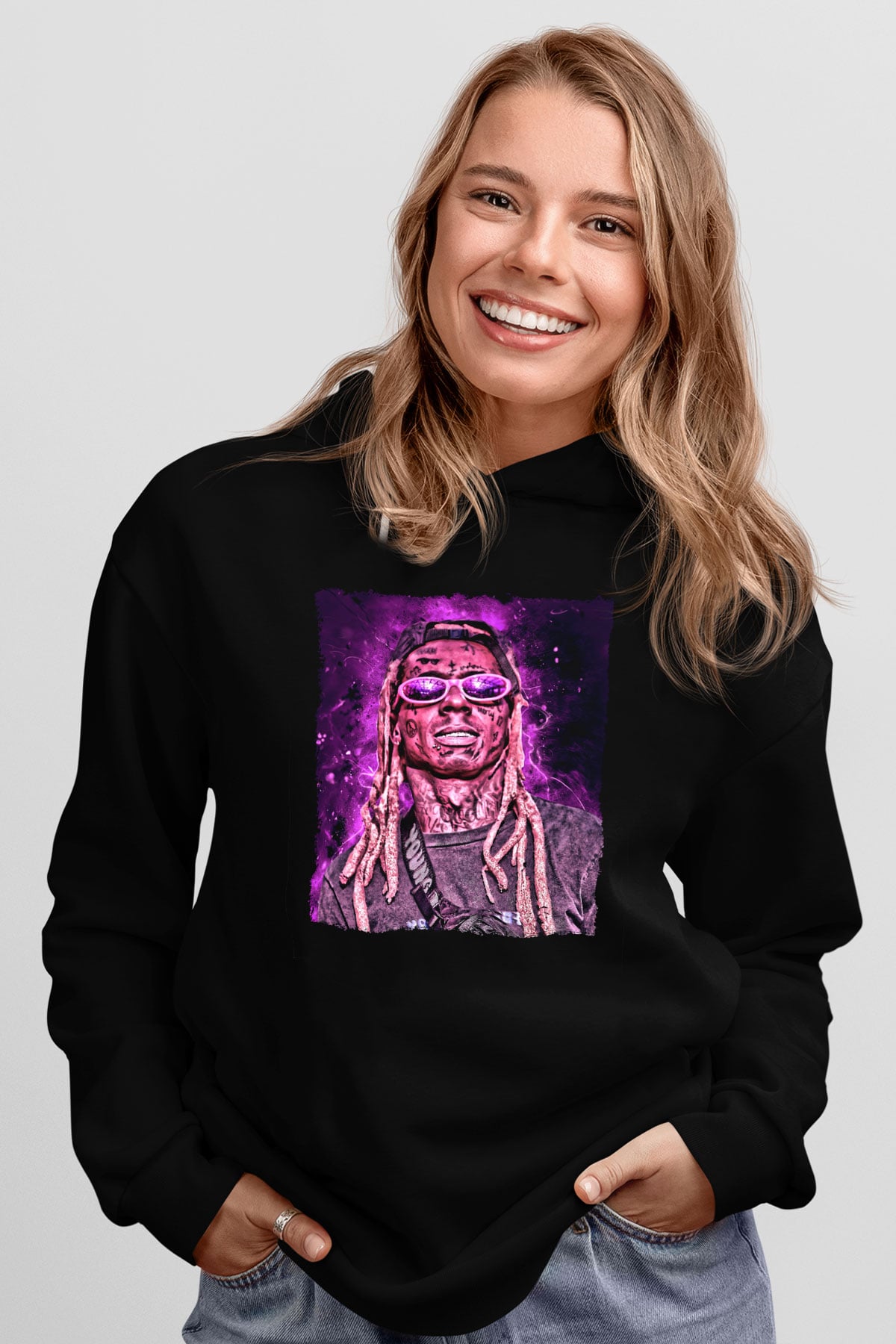 Lil Wayne Siyah Unisex Kapüşonlu Sweatshirt