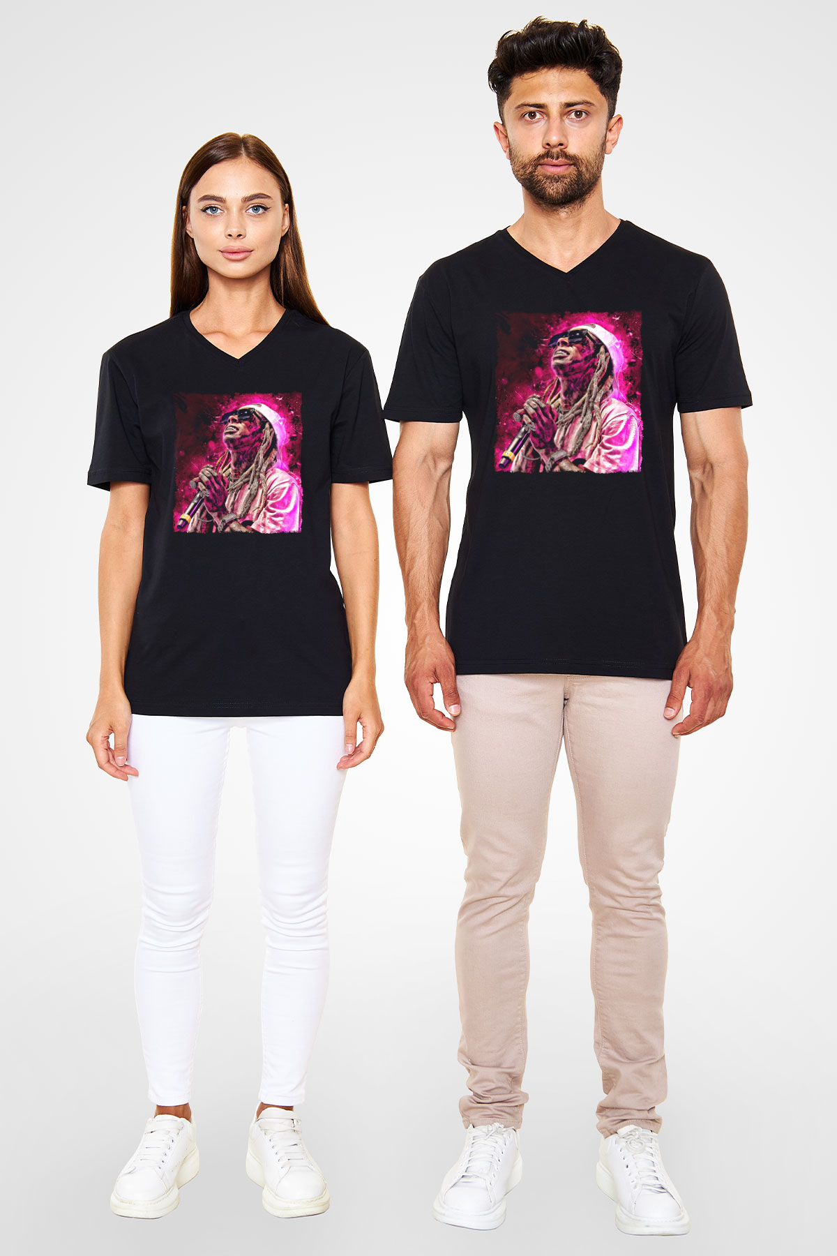 Lil Wayne Siyah Unisex V Yaka Tişört