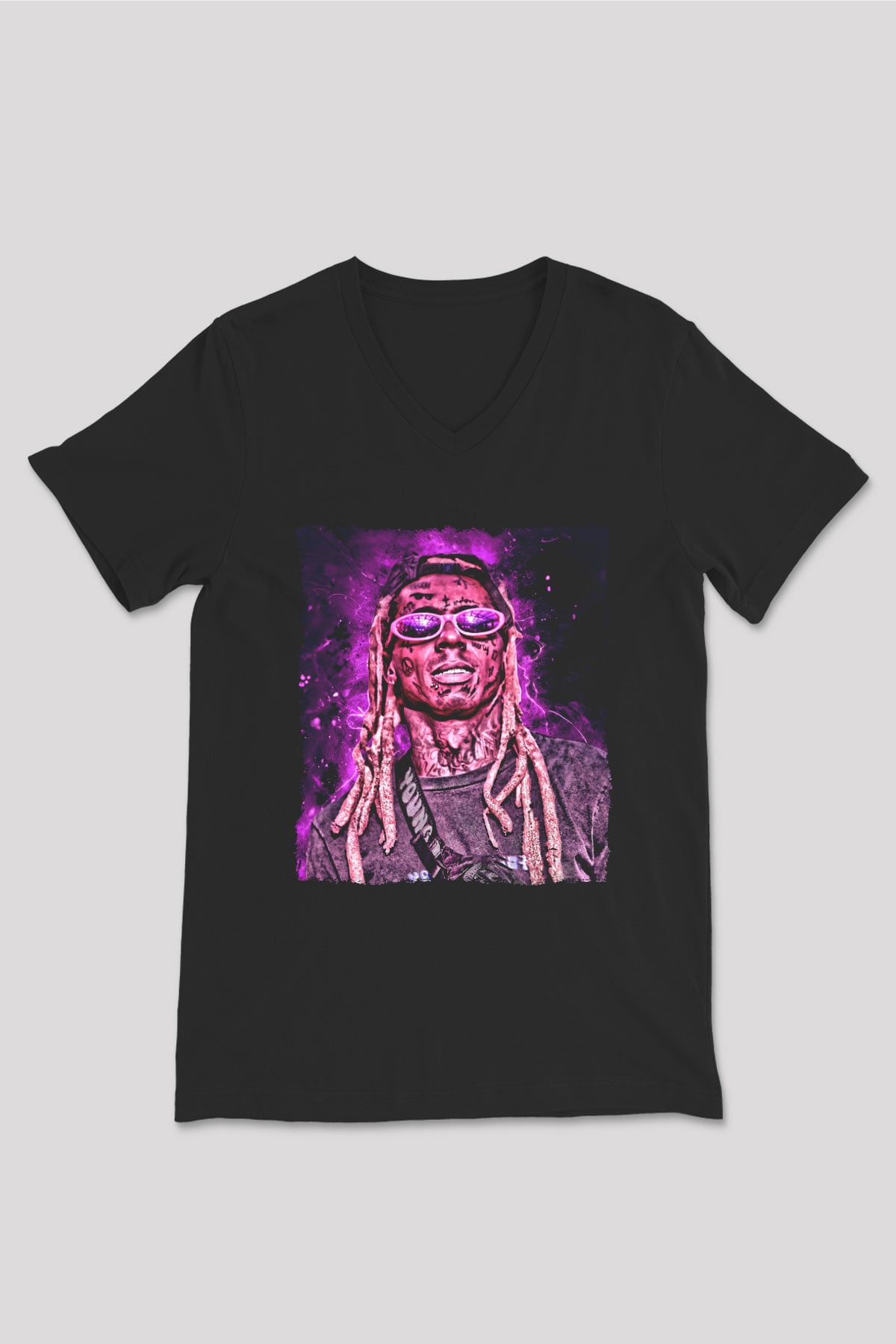 Lil Wayne Siyah Unisex V Yaka Tişört