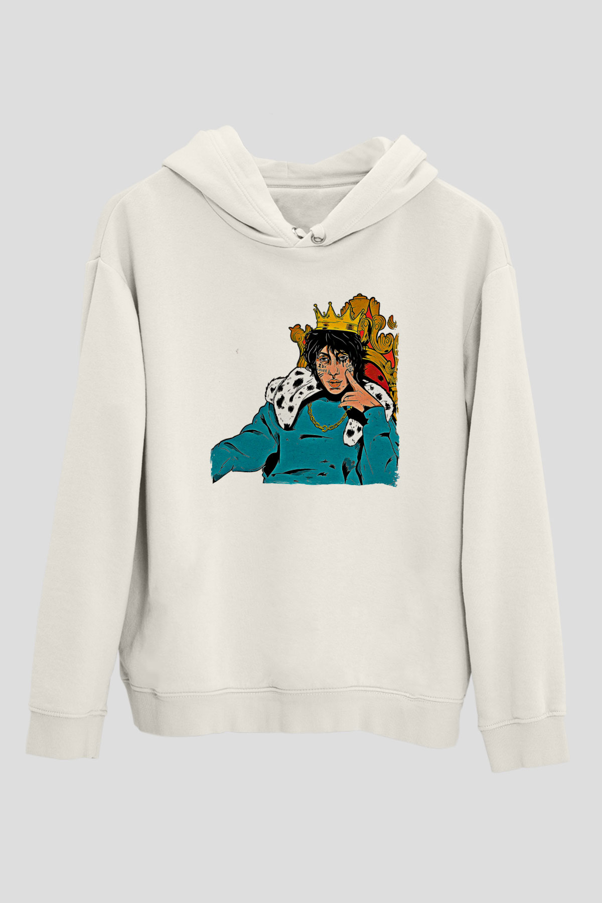 Lil Xan Baskılı Beyaz Unisex Kapüşonlu Sweatshirt