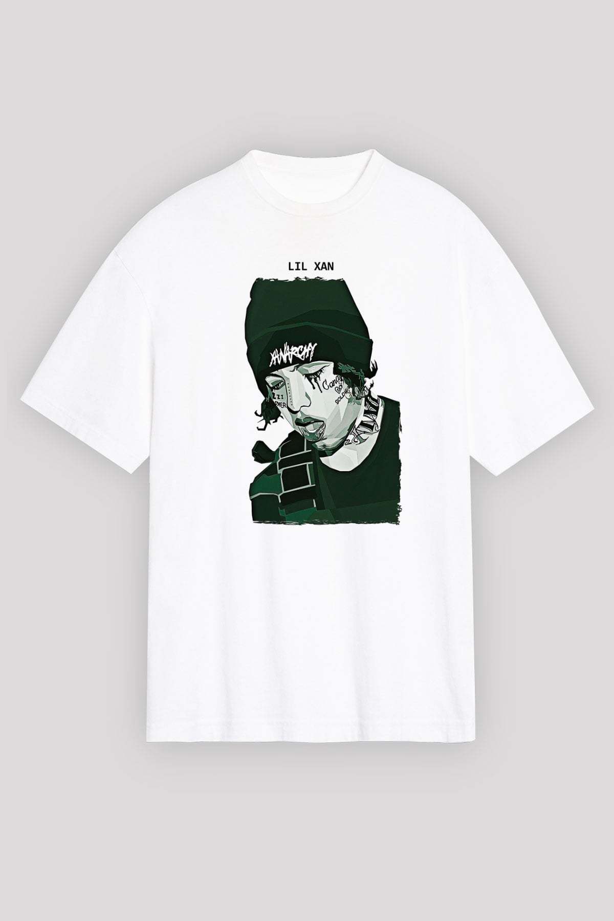 Lil Xan Baskılı Beyaz Unisex Oversize Tişört - Tshirt