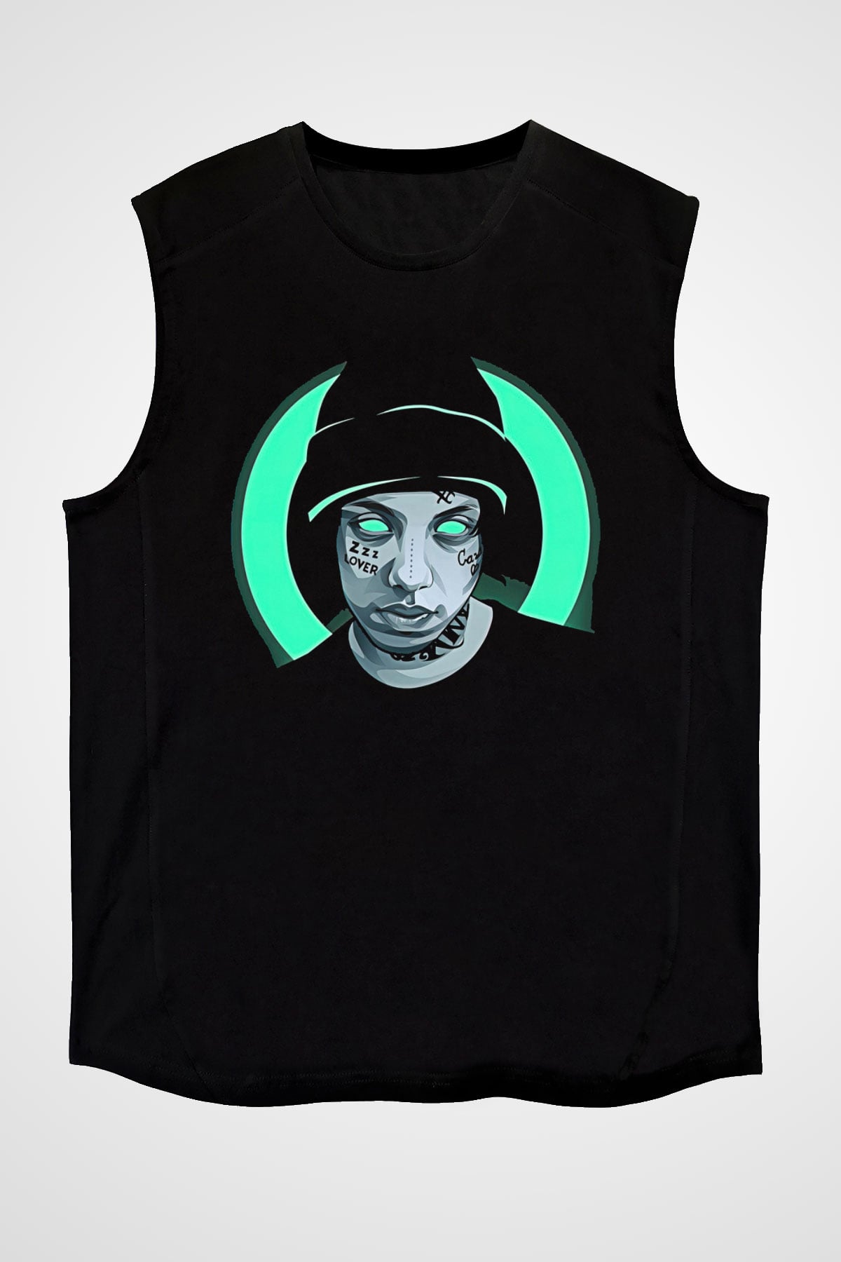 Lil Xan Baskılı Unisex Siyah Kolsuz Tişört - Tshirt