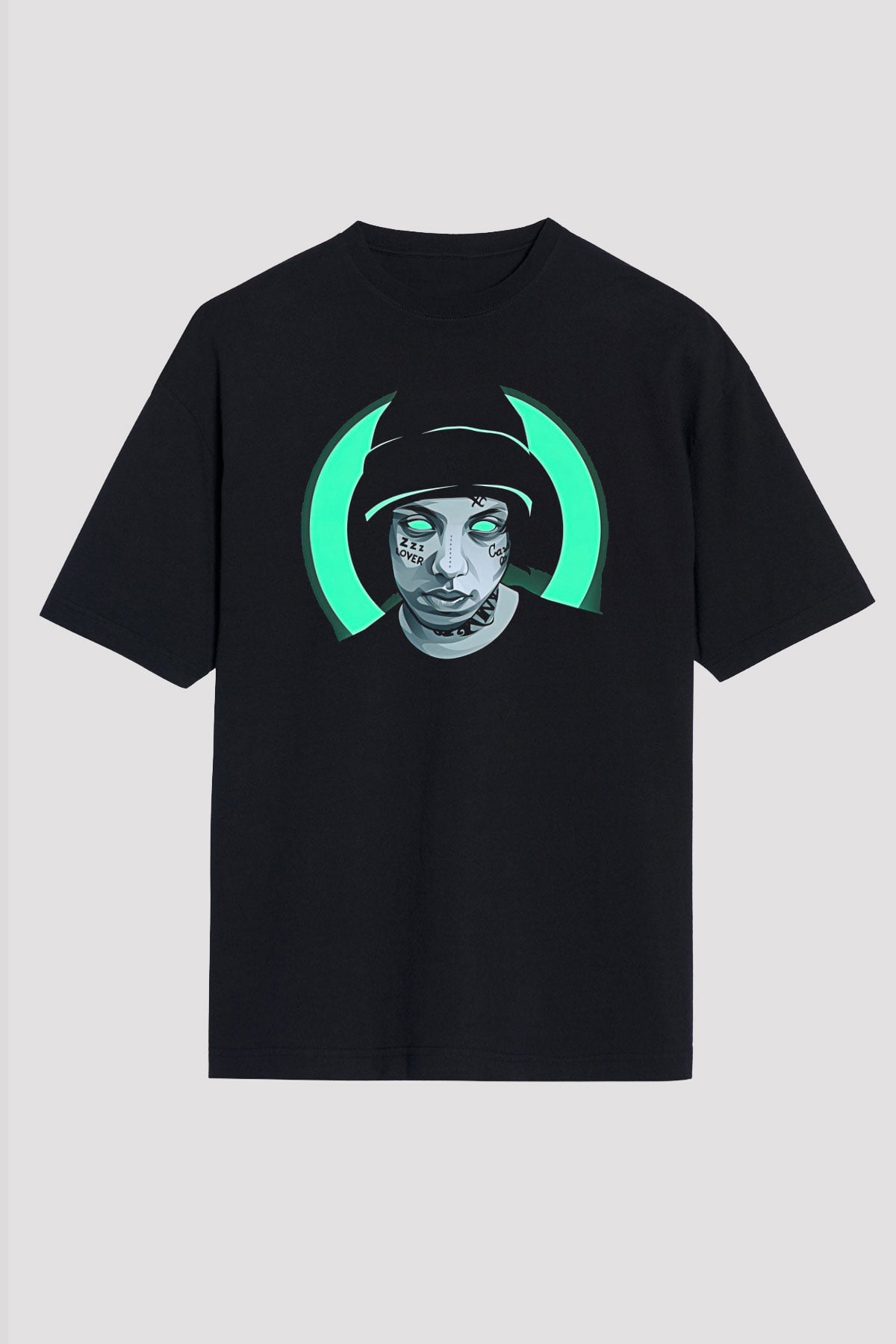 Lil Xan Baskılı Unisex Siyah Oversize Tişört - Tshirt