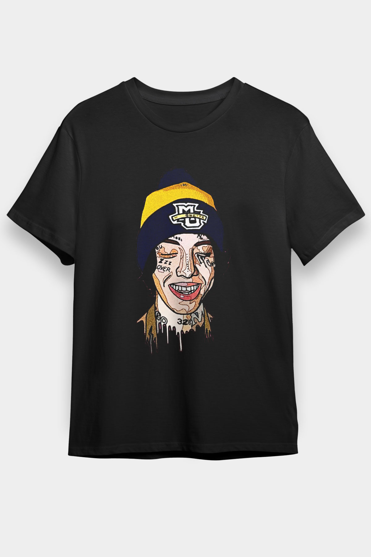 Lil Xan Baskılı Unisex Siyah Tişört - Tshirt
