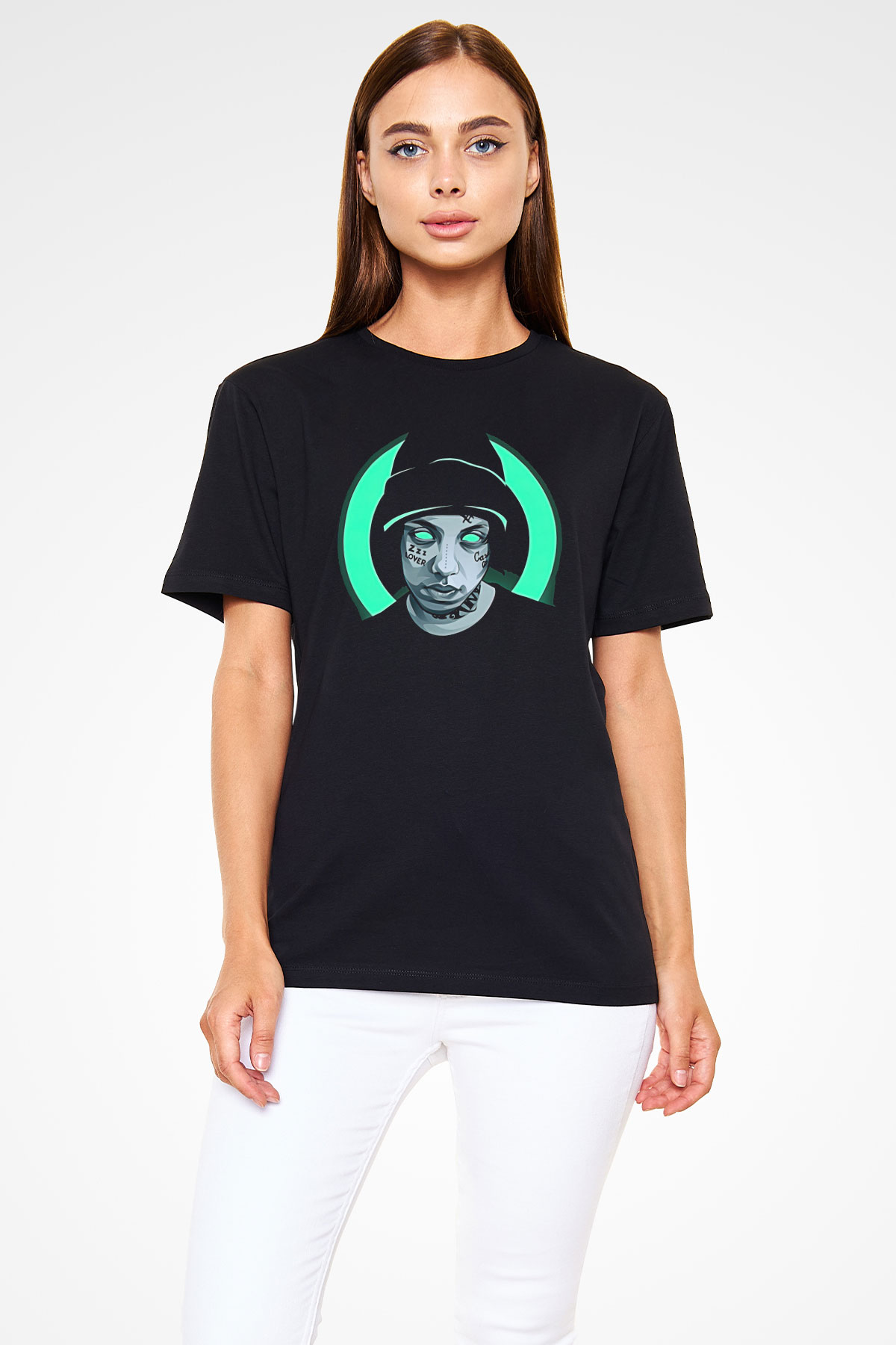 Lil Xan Baskılı Unisex Siyah Tişört - Tshirt