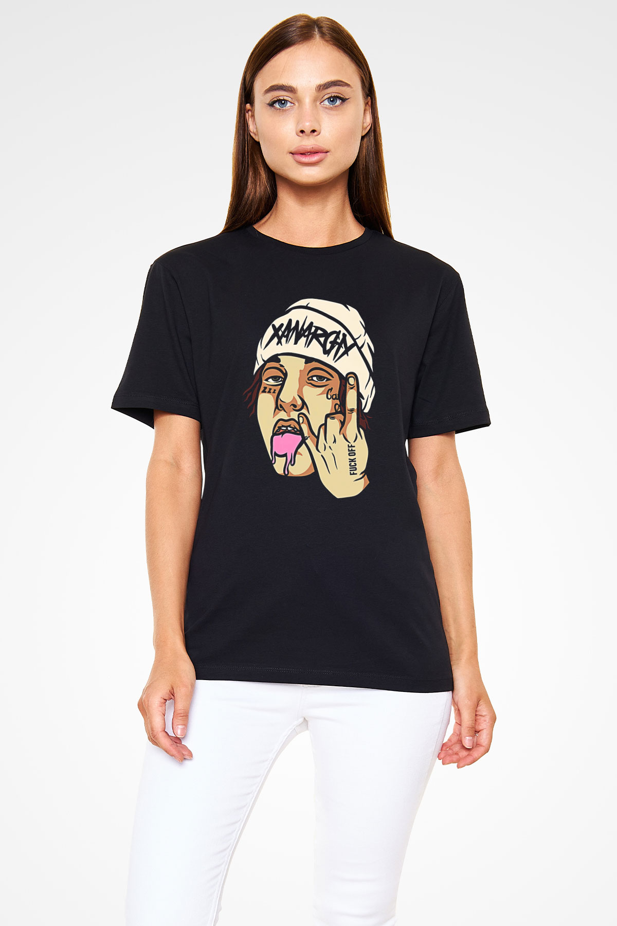 Lil Xan Baskılı Unisex Siyah Tişört - Tshirt