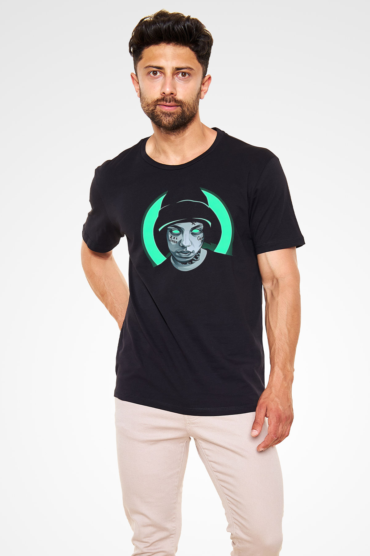 Lil Xan Baskılı Unisex Siyah Tişört - Tshirt