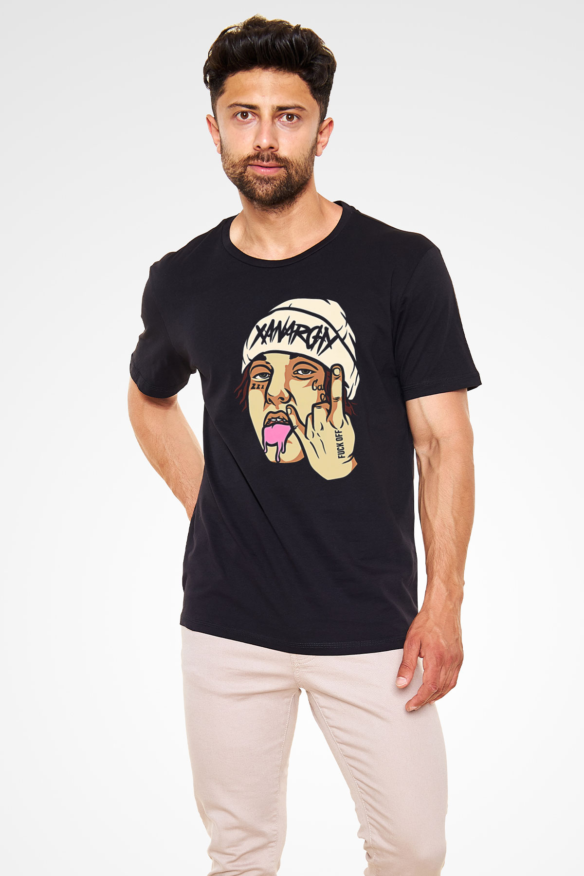 Lil Xan Baskılı Unisex Siyah Tişört - Tshirt