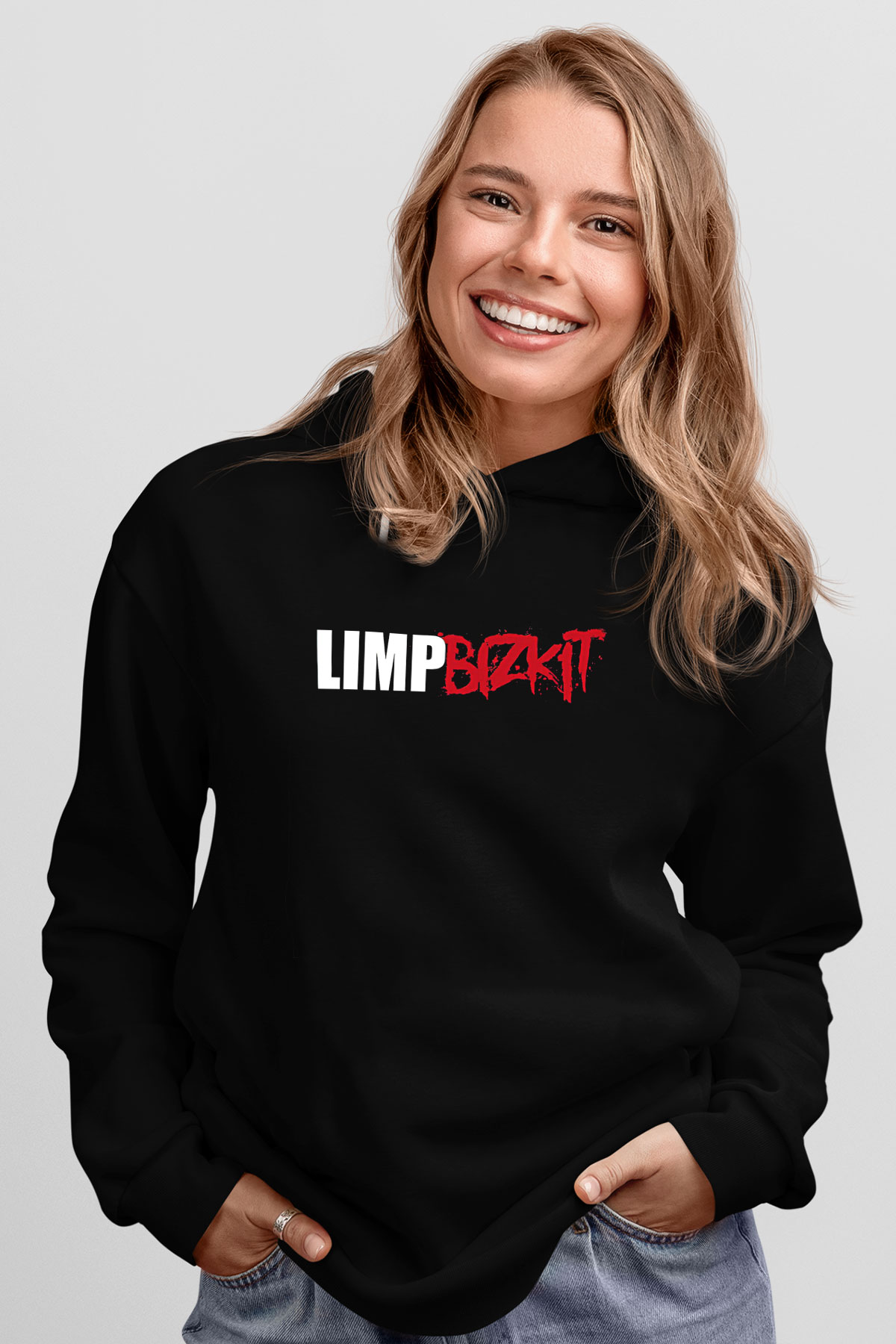 Limp Bizkit Baskılı Unisex Siyah Kapüşonlu Sweatshirt