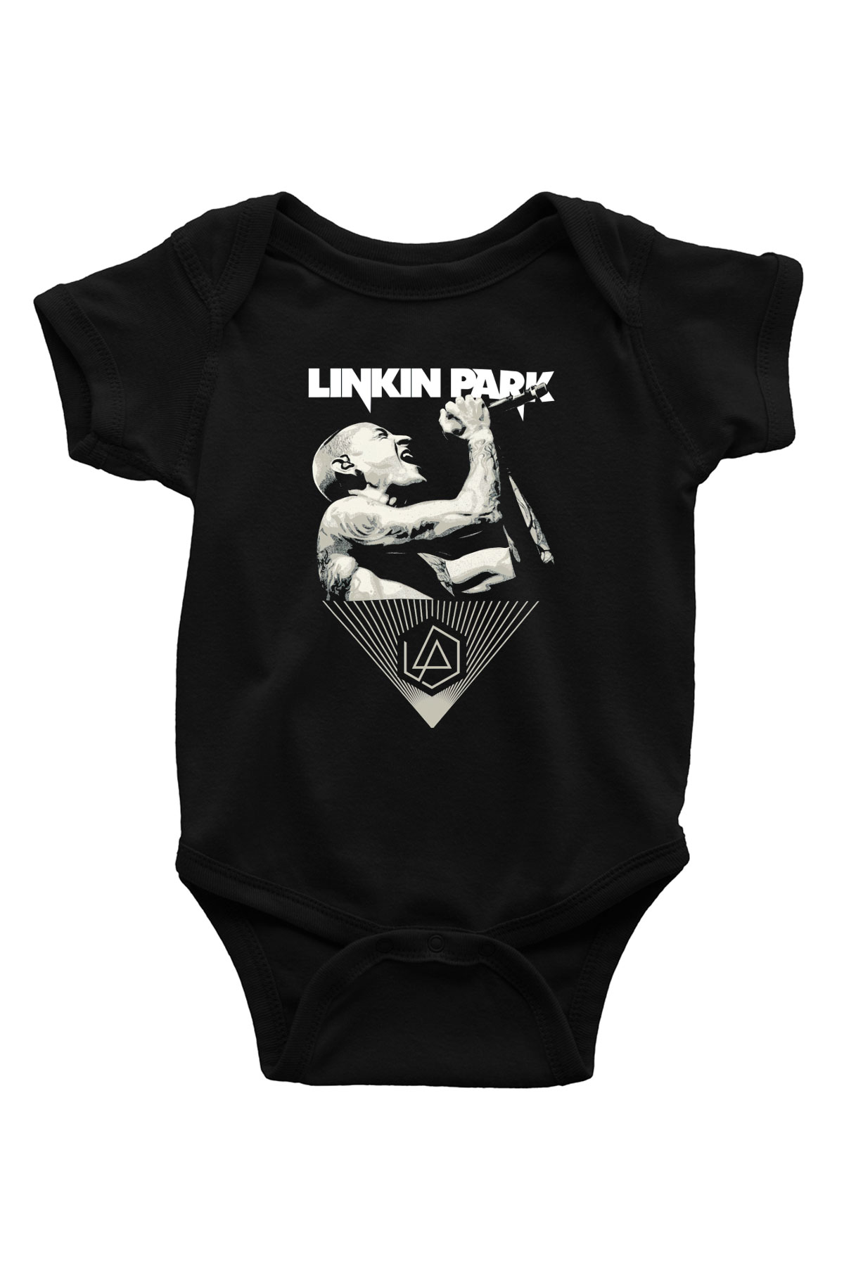 Linkin Park Baskılı Siyah Bebek Body - Zıbın