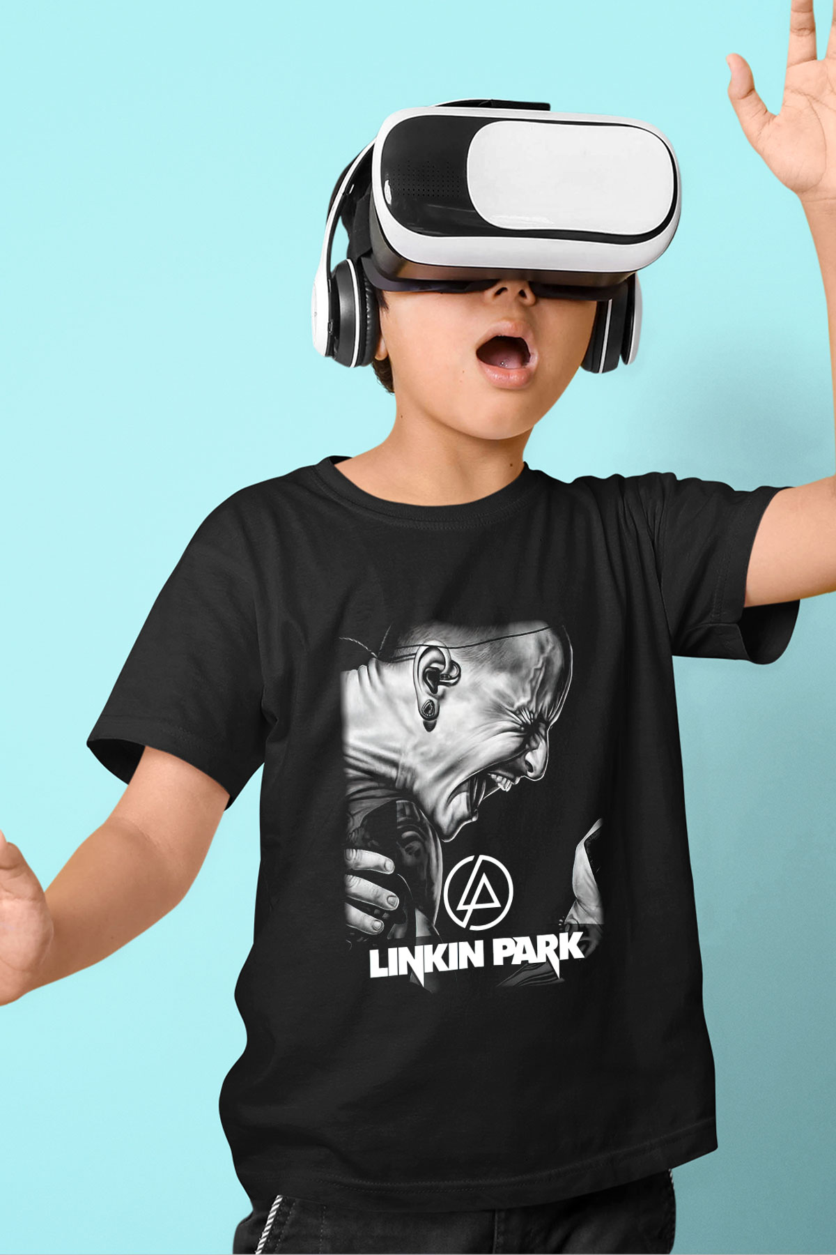 Linkin Park Baskılı Siyah Unisex Çocuk Tişört