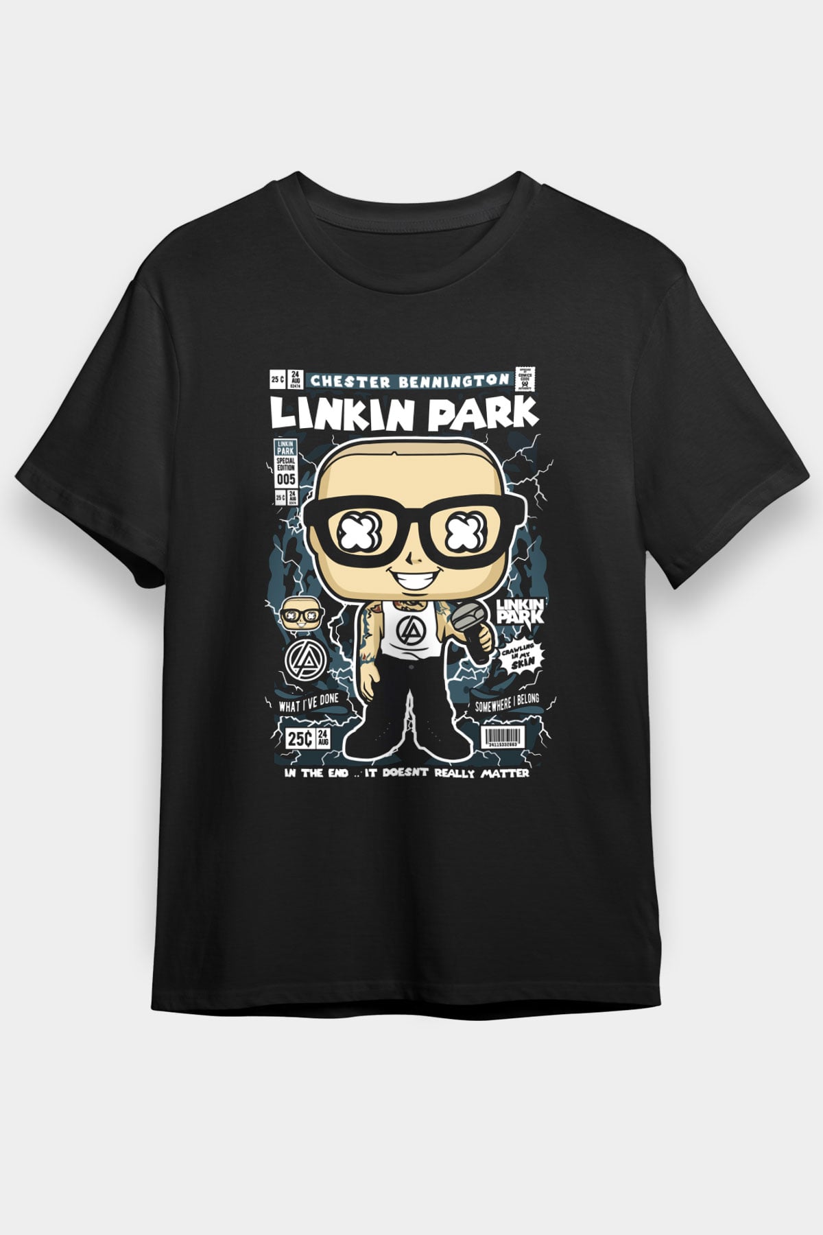 Linkin Park Baskılı Unisex Siyah Tişört