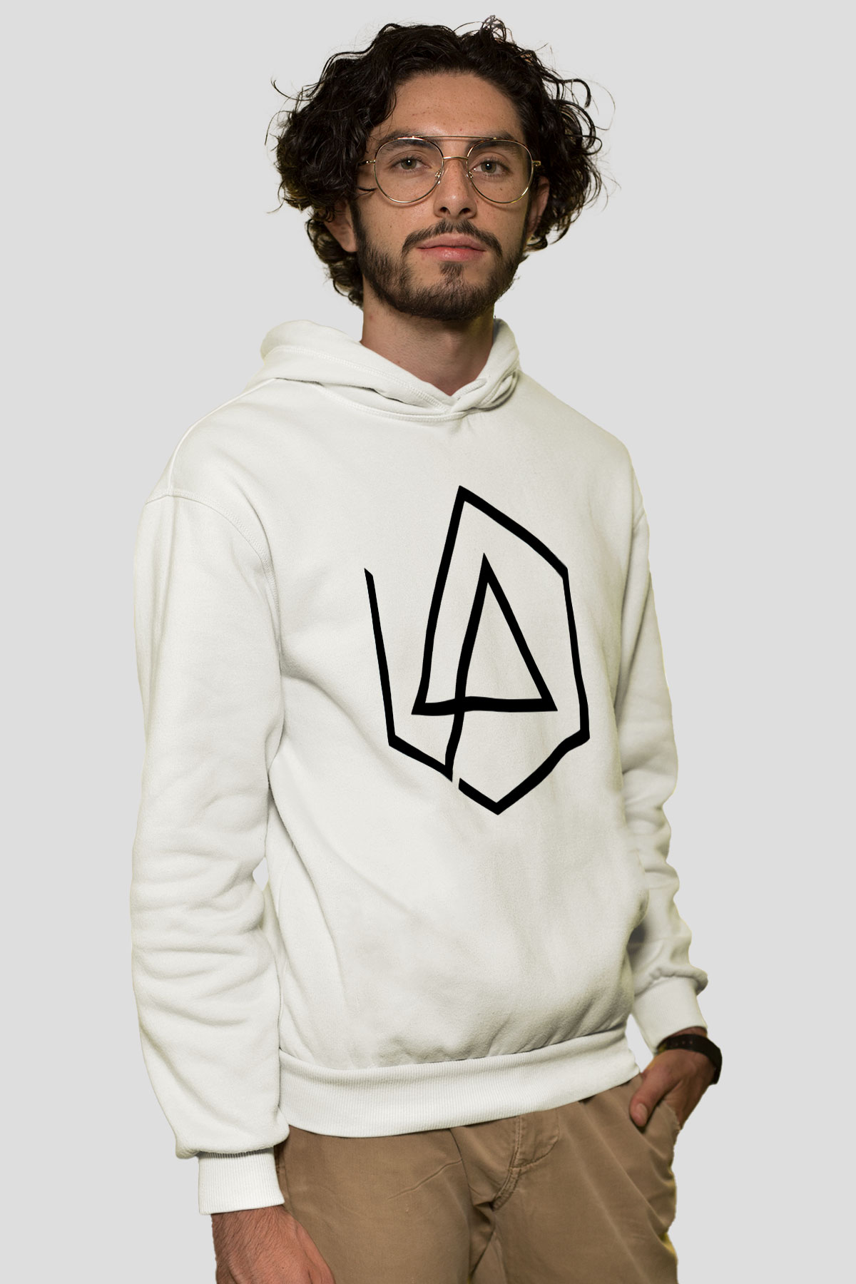 Linkin Park Beyaz Unisex Kapşonlu Sweatshirt