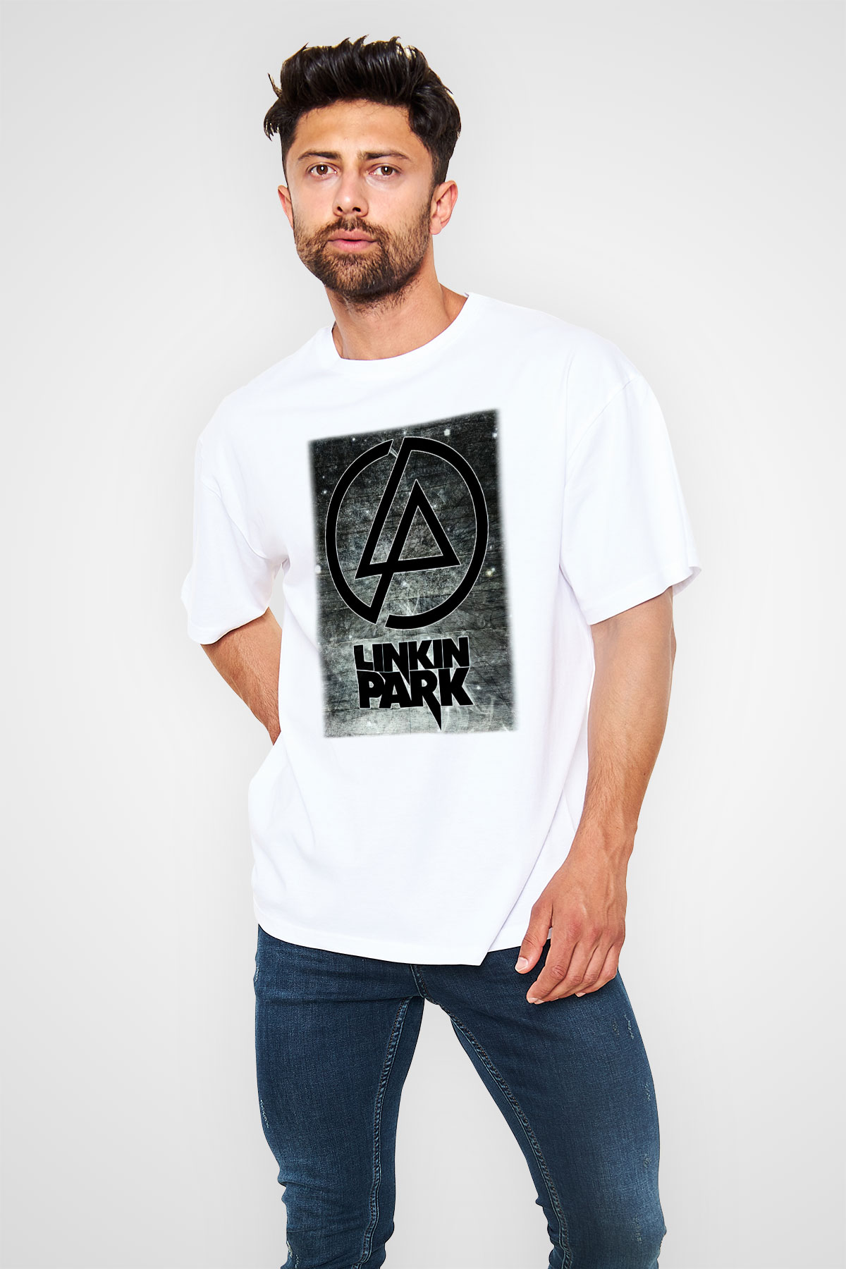 Linkin Park Beyaz Unisex Oversize Tişört T-Shirt