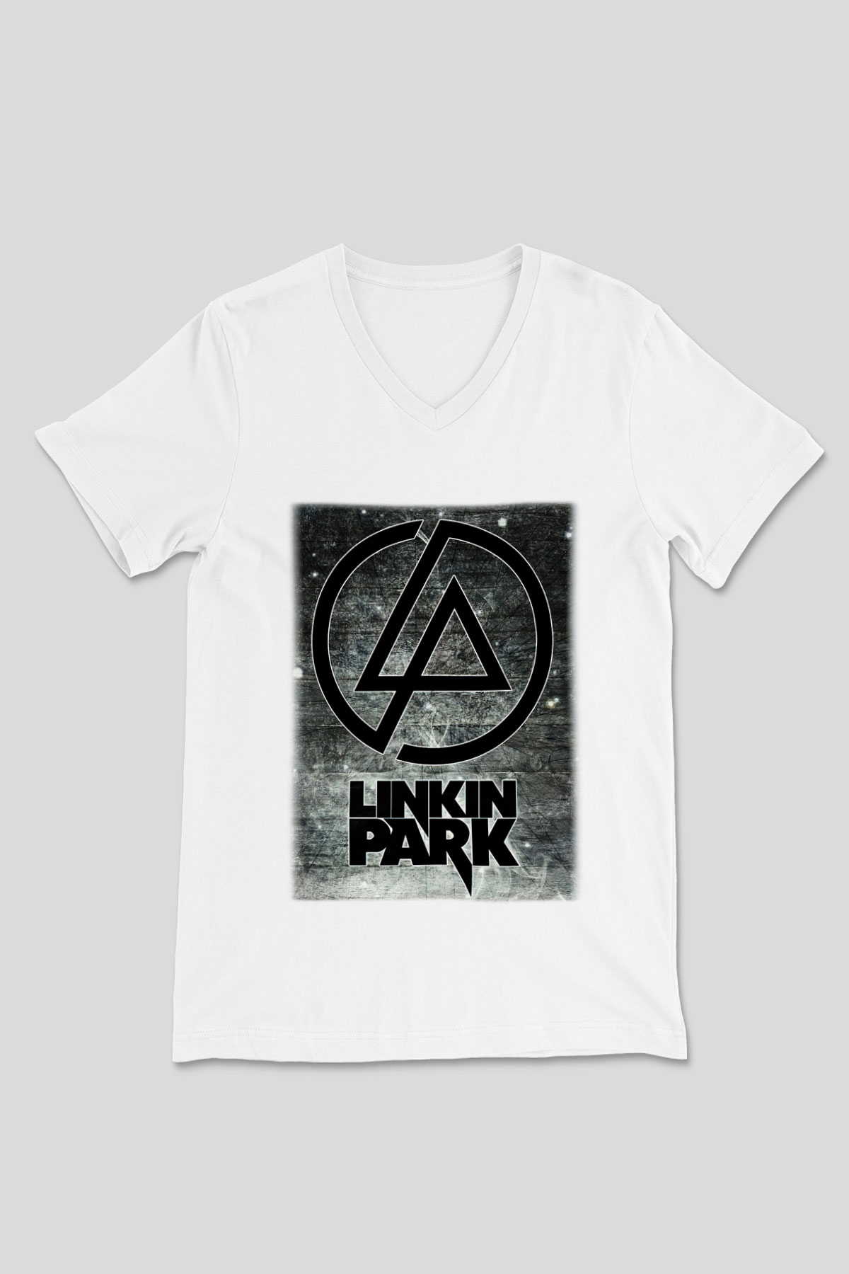 Linkin Park Beyaz Unisex V Yaka Tişört T-Shirt