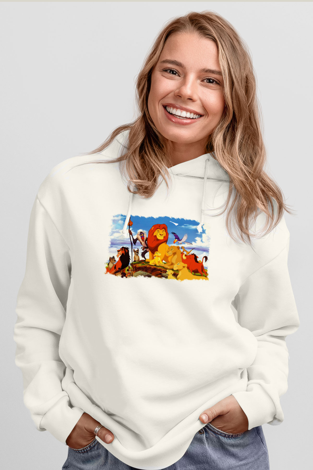 Lion King Beyaz Unisex Hoodie