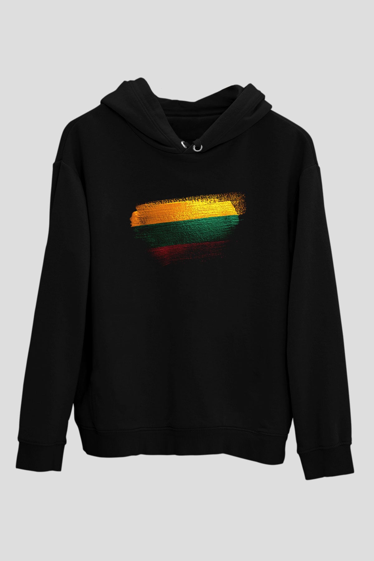 Litvanya - Lithuania Bayrağı Baskılı Unisex Siyah Kapüşonlu Sweatshirt