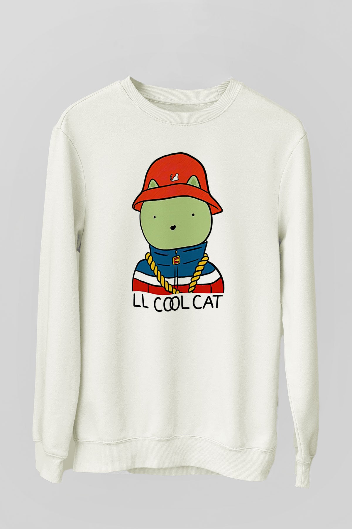 LL Cool J Baskılı Beyaz Unisex Sweatshirt