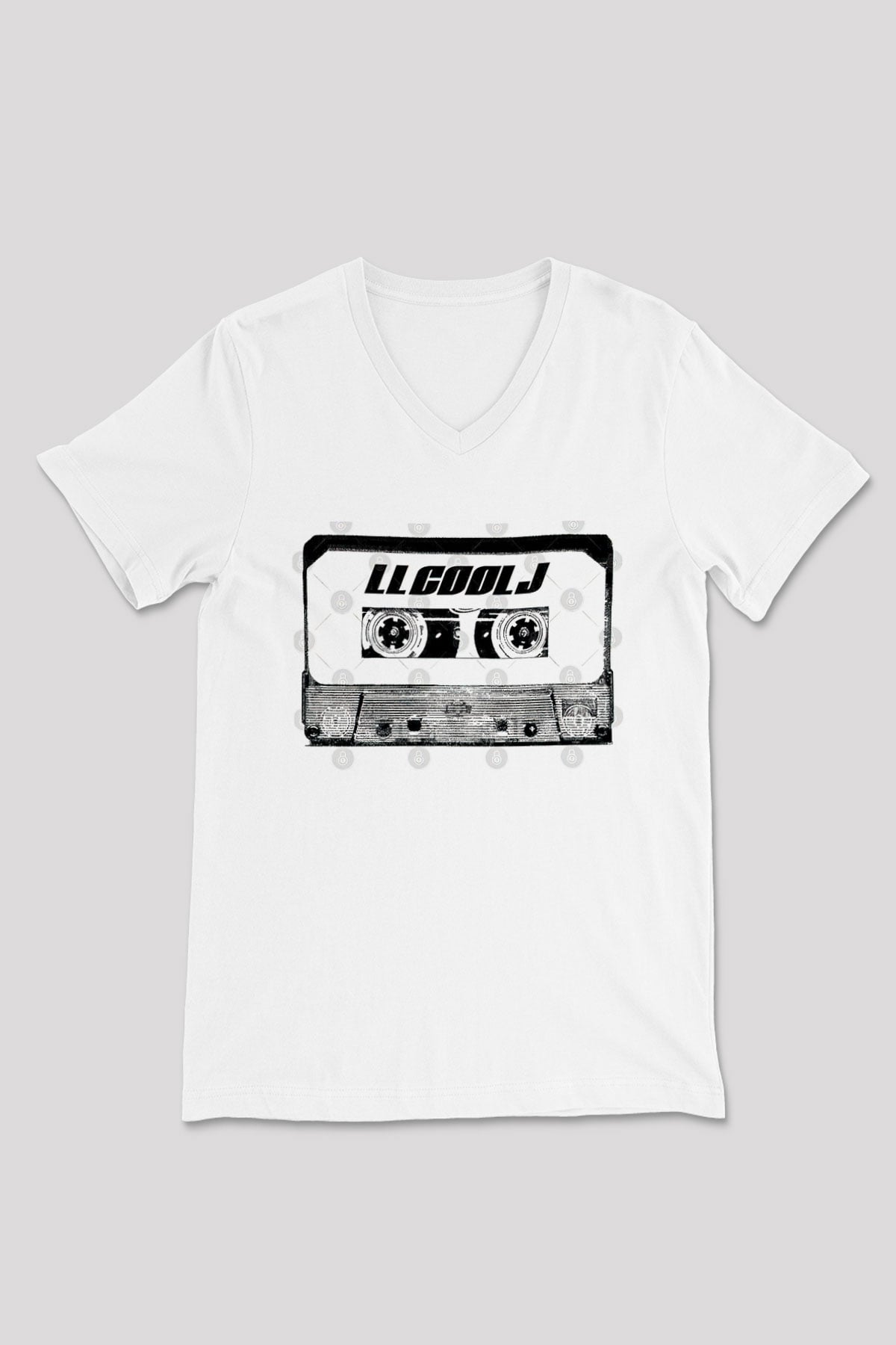 LL Cool J Baskılı Beyaz Unisex V Yaka Tişört - Tshirt