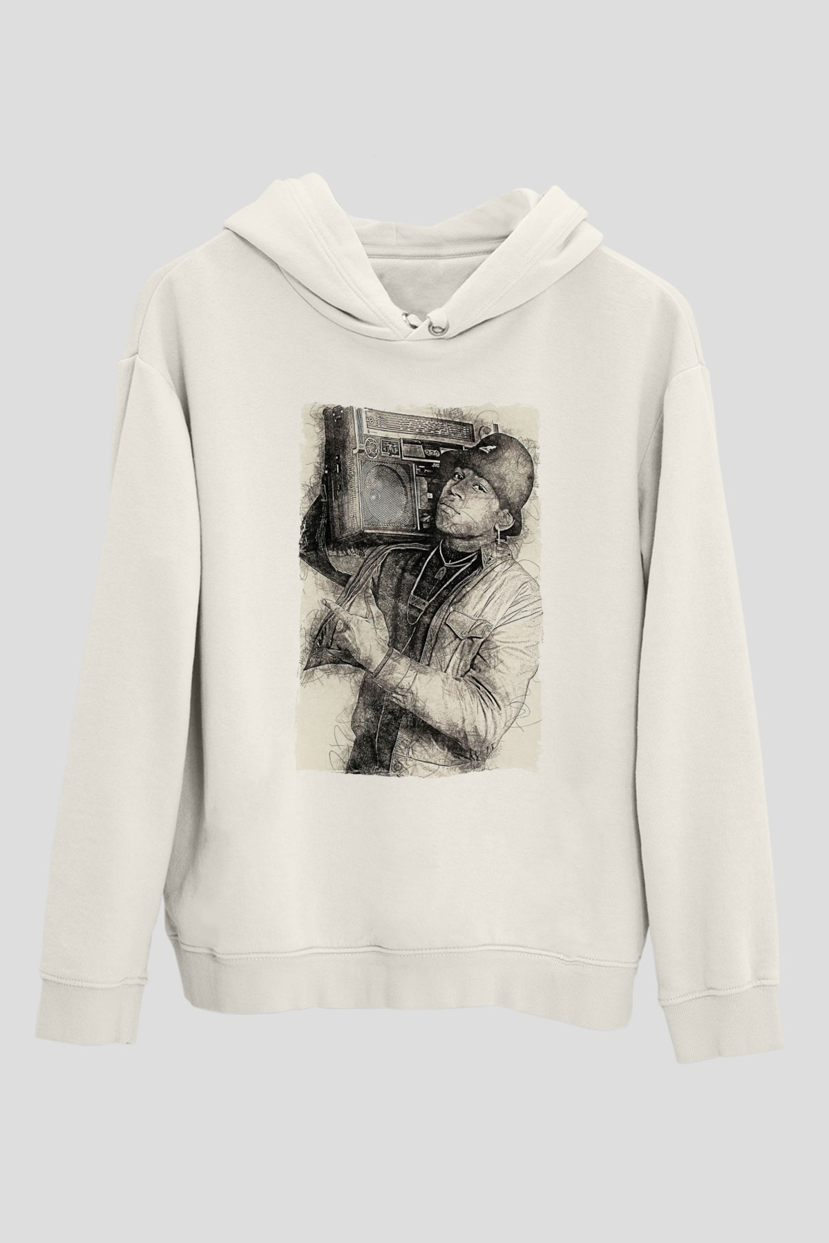 LL Cool J Beyaz Unisex Kapüşonlu Sweatshirt
