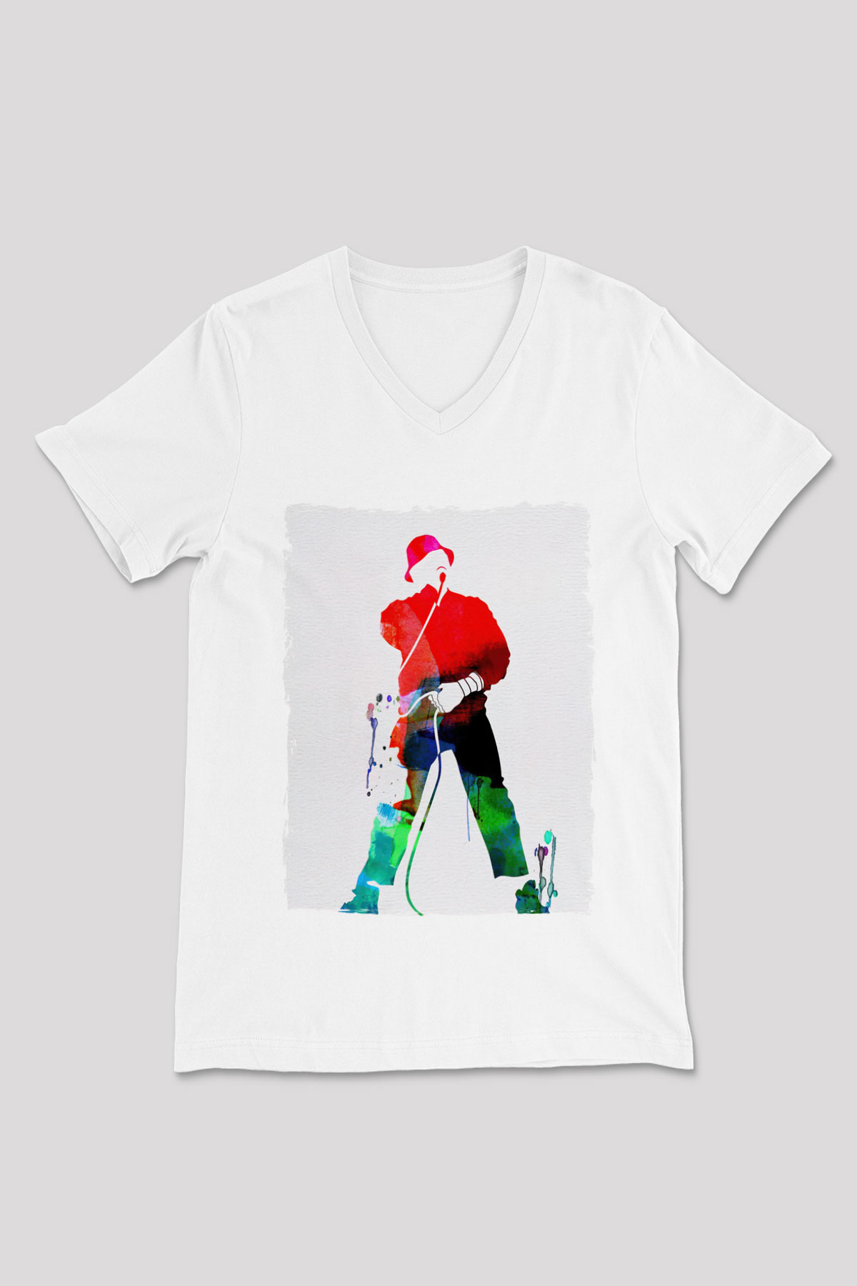 LL Cool J Beyaz Unisex V Yaka Tişört