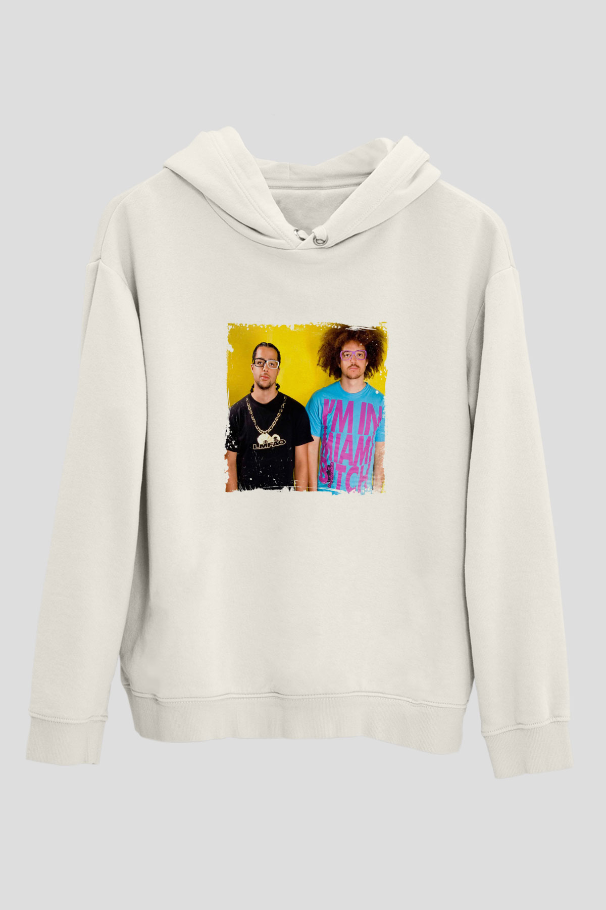 LMFAO Baskılı Unisex Beyaz Kapüşonlu Sweatshirt
