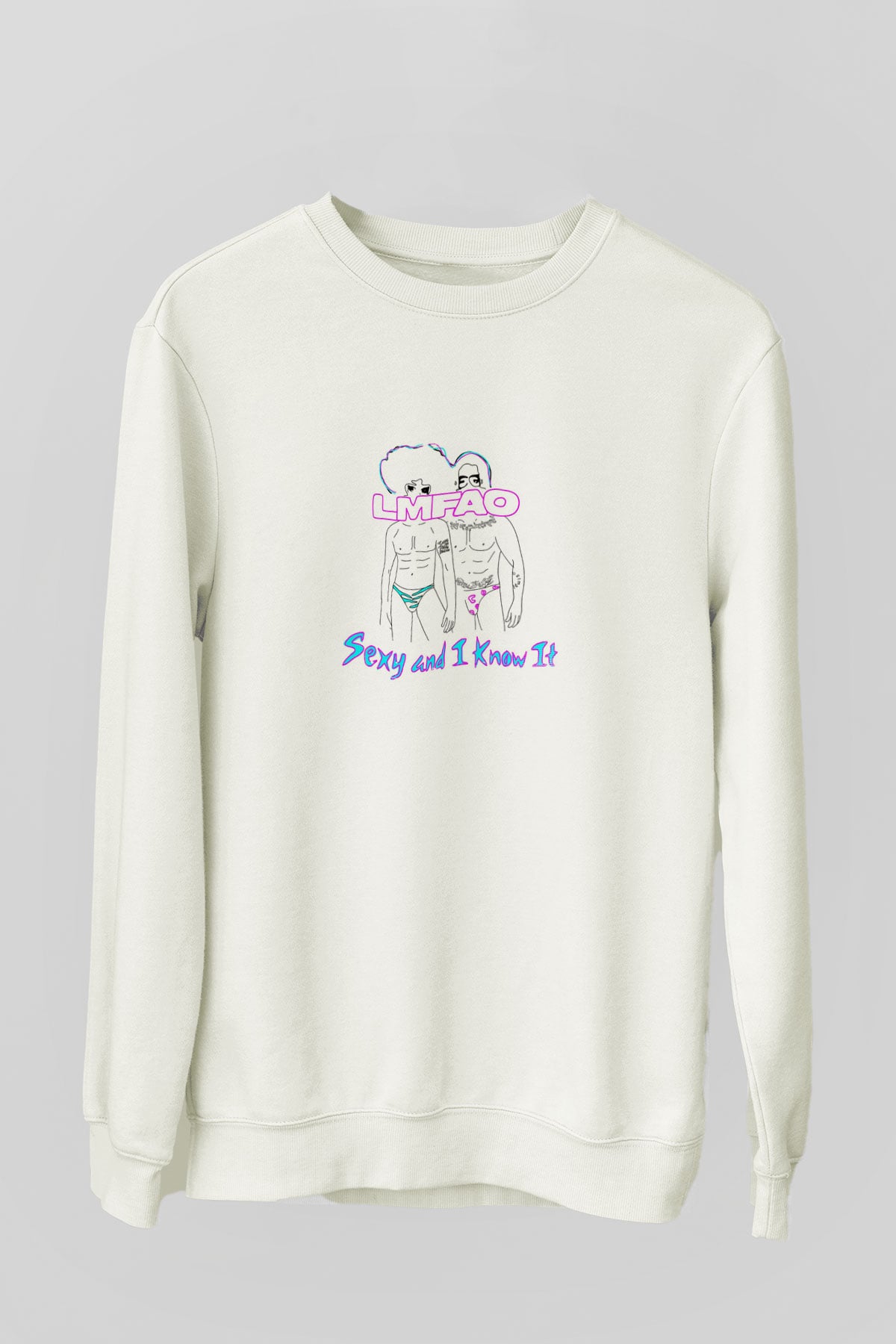 LMFAO Baskılı Unisex Beyaz Sweatshirt
