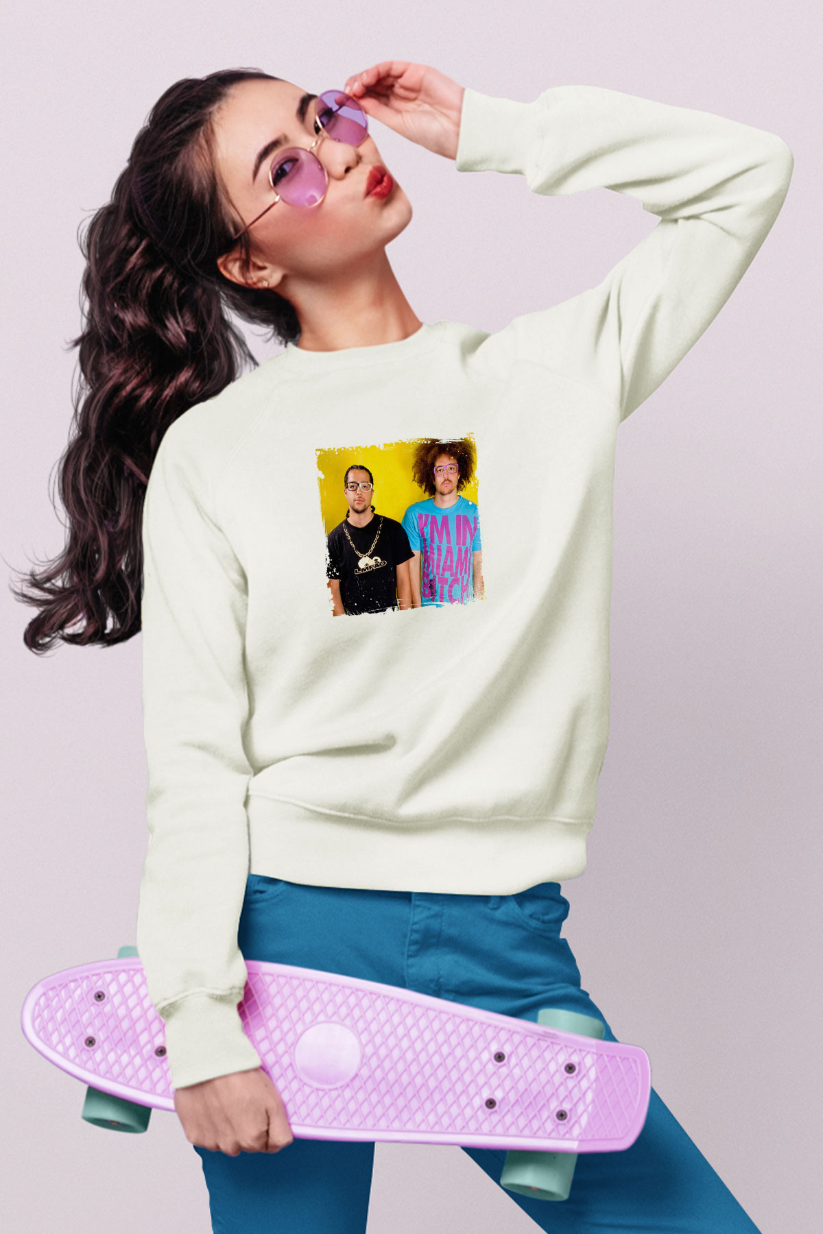 LMFAO Baskılı Unisex Beyaz Sweatshirt
