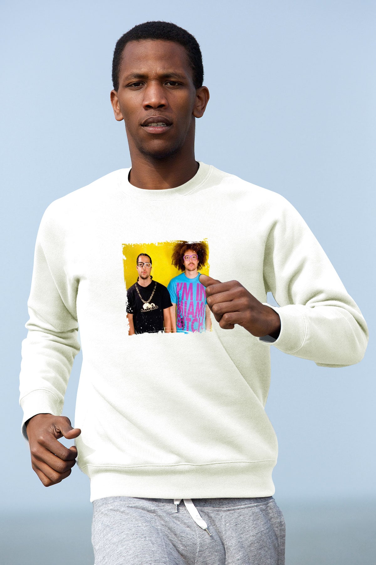 LMFAO Baskılı Unisex Beyaz Sweatshirt